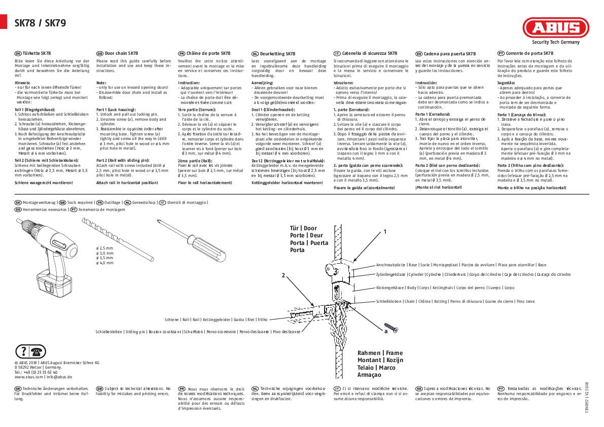 ABUS abschließbare Türkette SK79W SB weiß