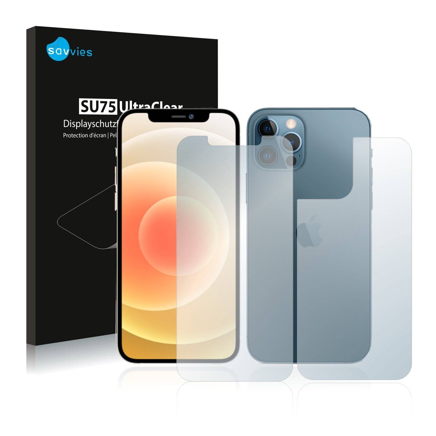18x Savvies SU75 Displayschutzfolie für Apple iPhone 12 Pro Max (Vorder +