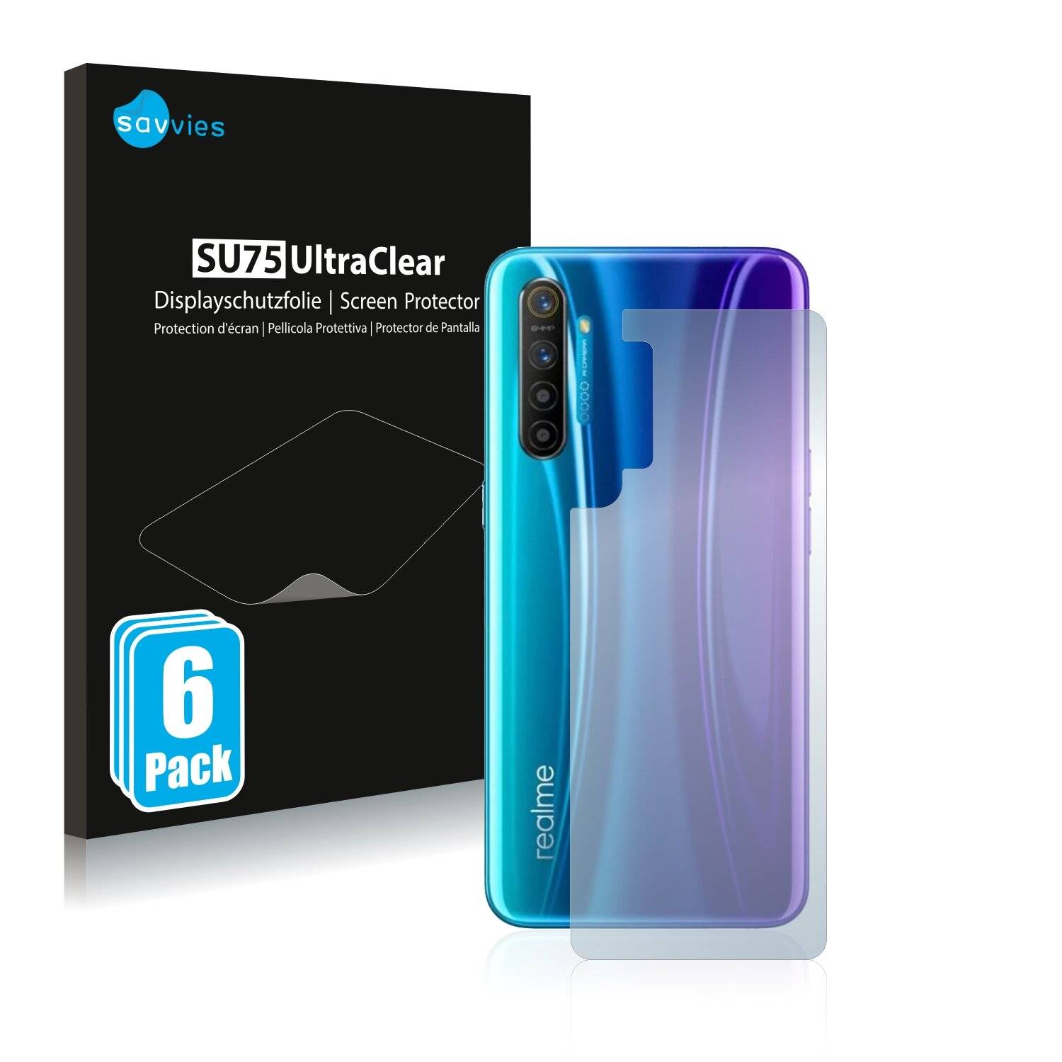 6x Savvies SU75 Displayschutzfolie für Realme X2