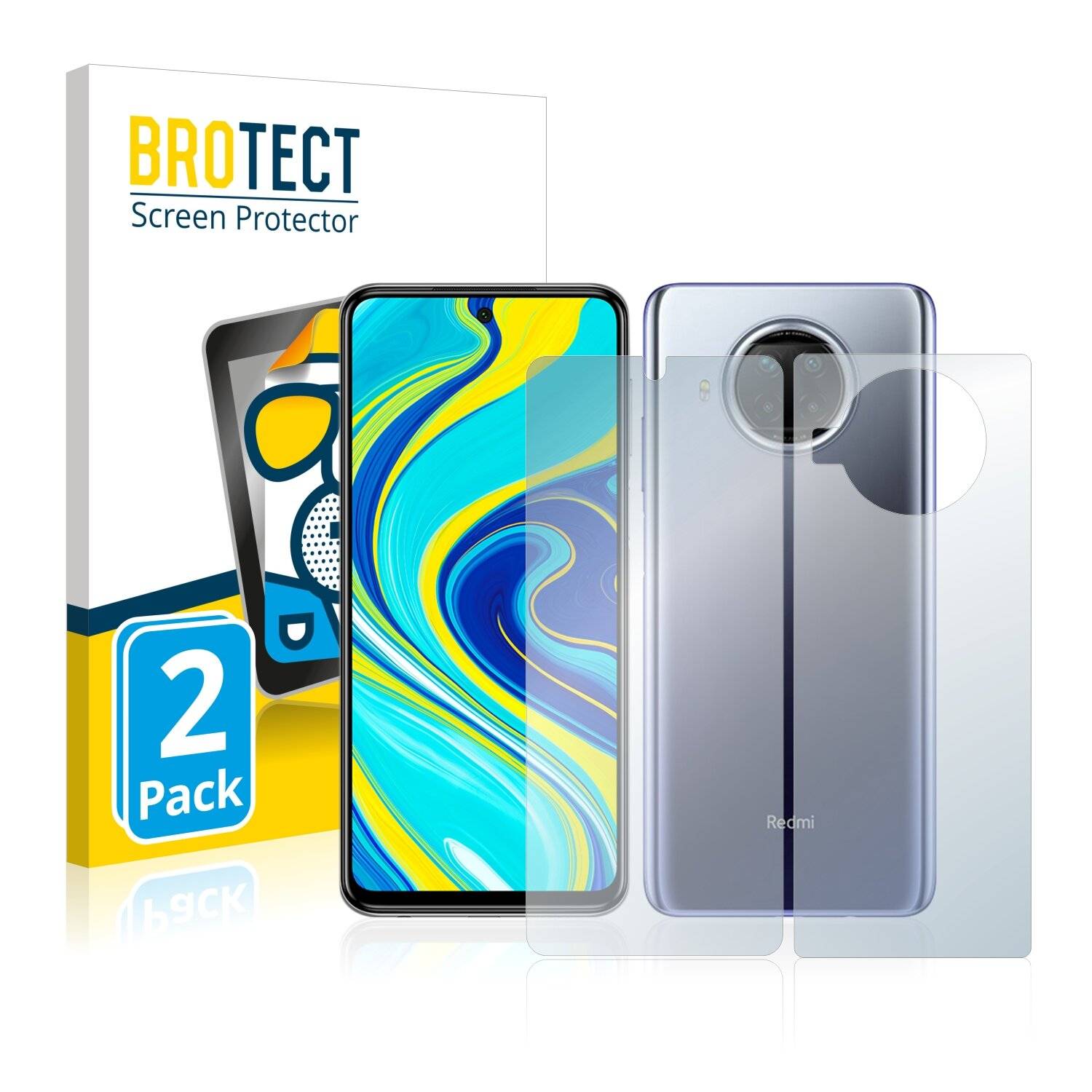 2x BROTECT Matte Displayschutzfolie für Xiaomi Redmi Note 9 Pro 5G (Vorder + Rückseite) -