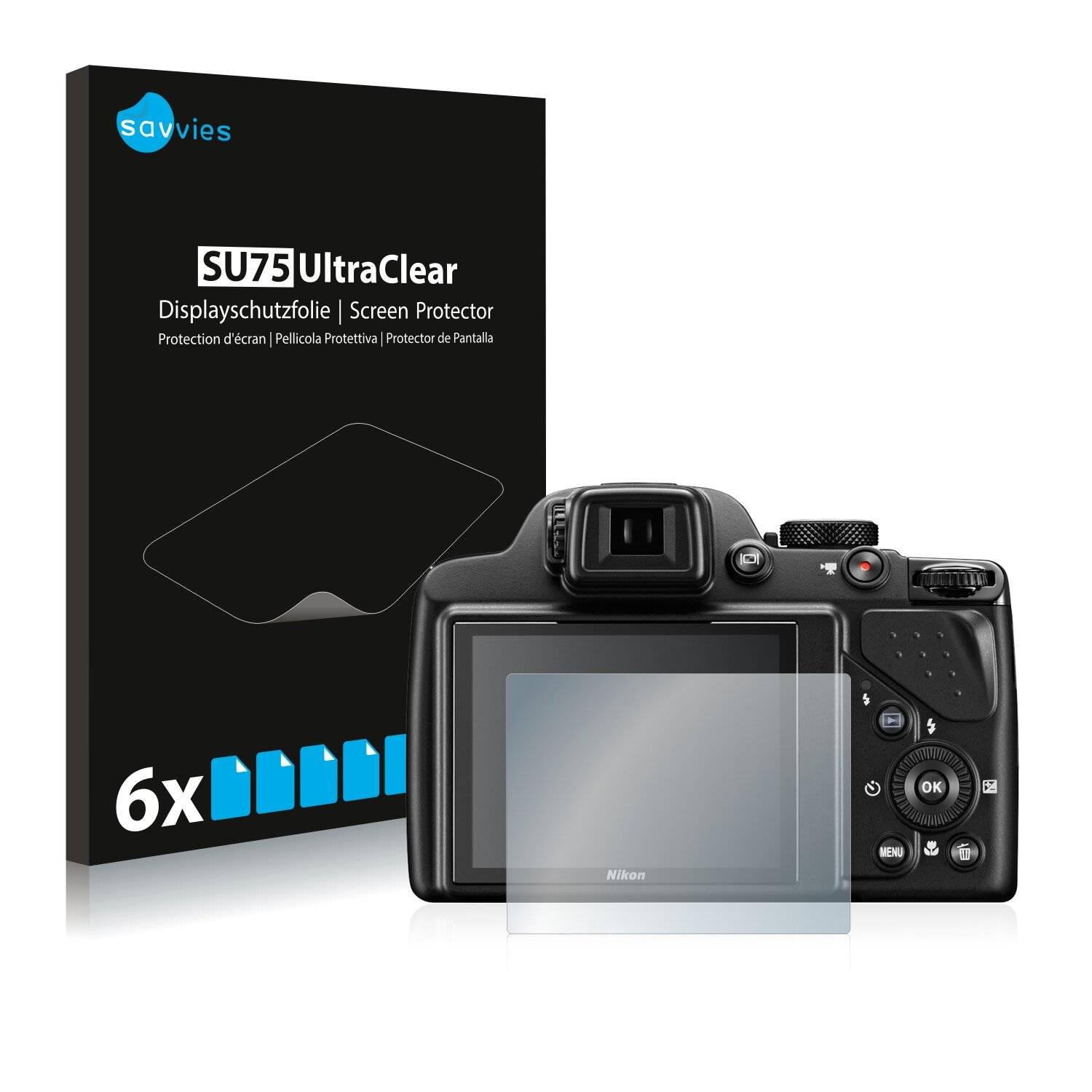 6x Savvies SU75 Displayschutzfolie für Nikon Coolpix