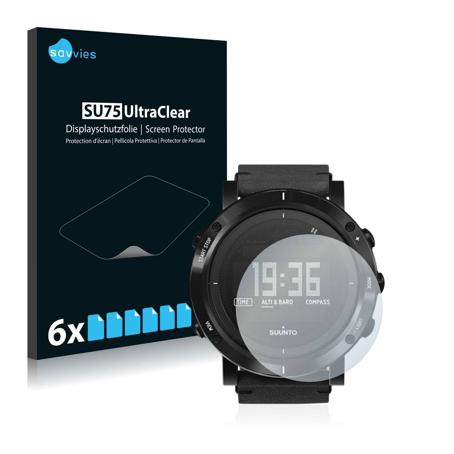 6x Savvies SU75 Displayschutzfolie für Suunto Essential