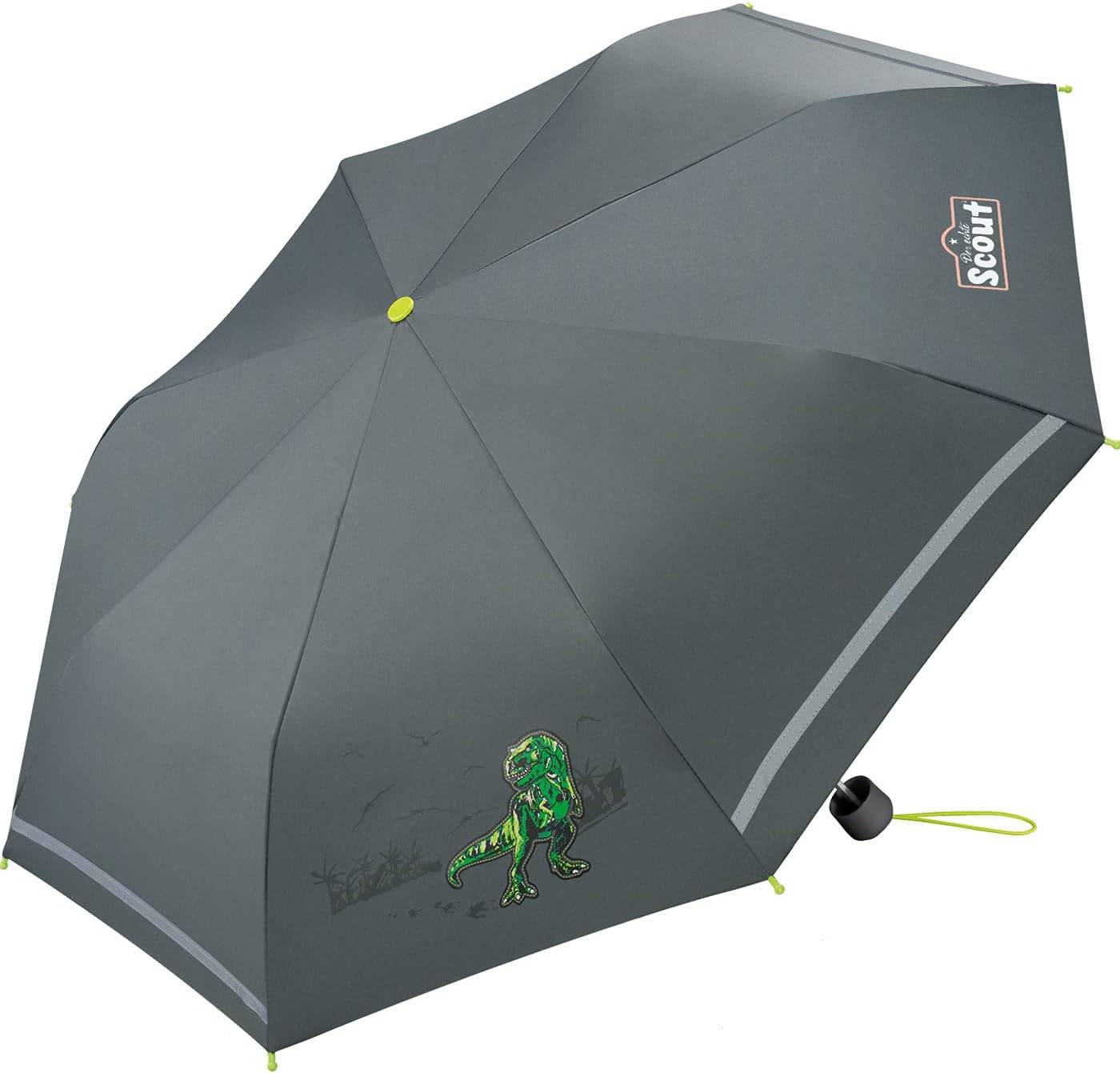 Scout Kinder-Taschenschirm Reflektor Streifen T-Rex Dinosaurier Regenschirm