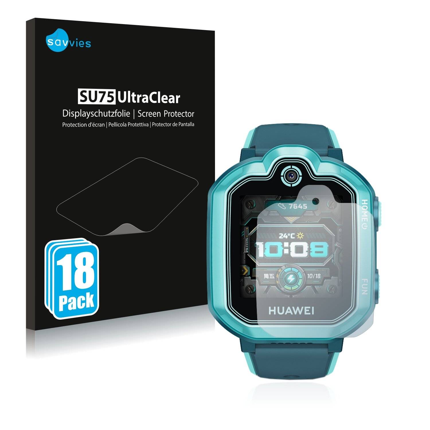 18x Savvies SU75 Displayschutzfolie für Huawei Childrens Watch 3