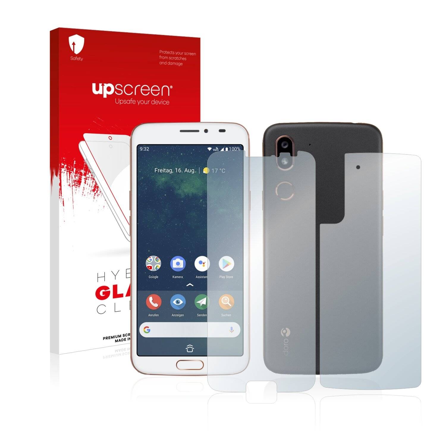 upscreen Hybrid Glass Clear Premium Schutzglas Folie für Doro 8080 (Vorder +