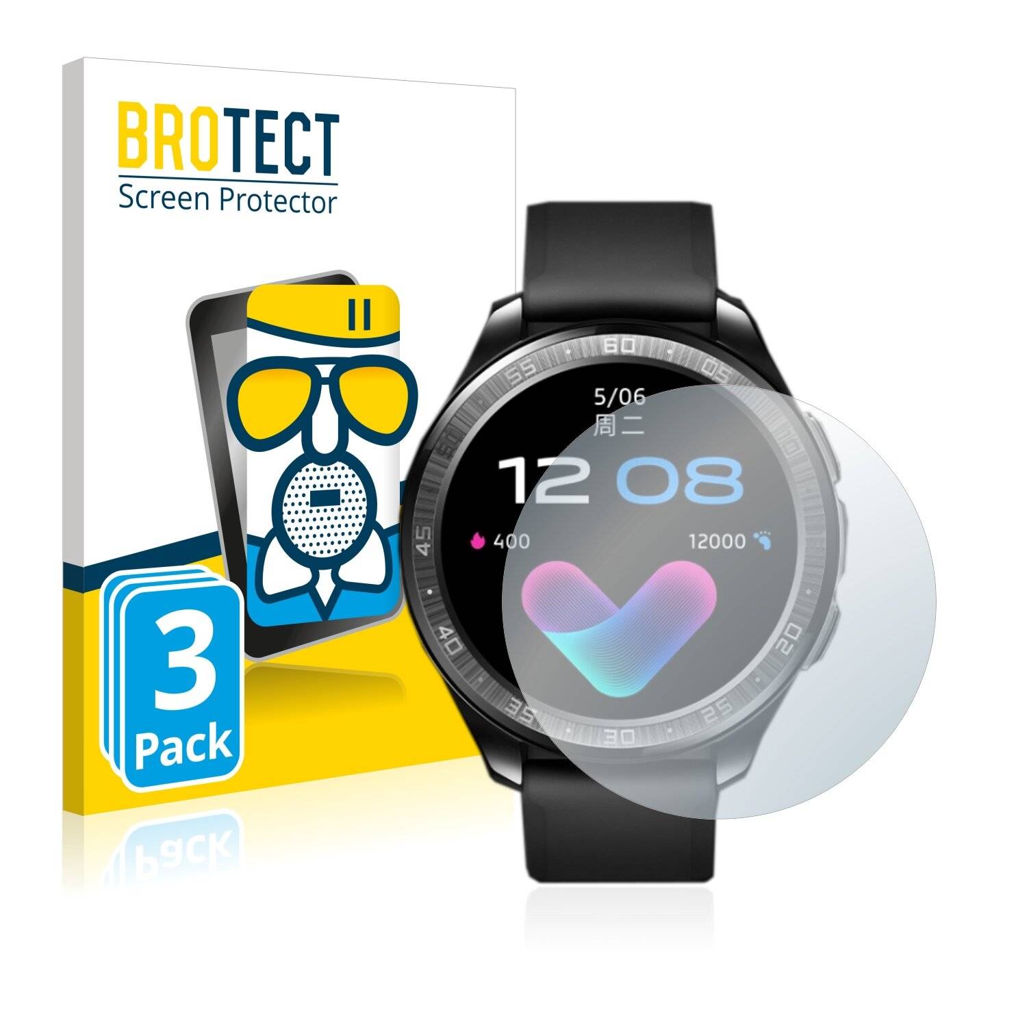 3x BROTECT AirGlass Matte Schutzglas Folie für Vivo Watch (46