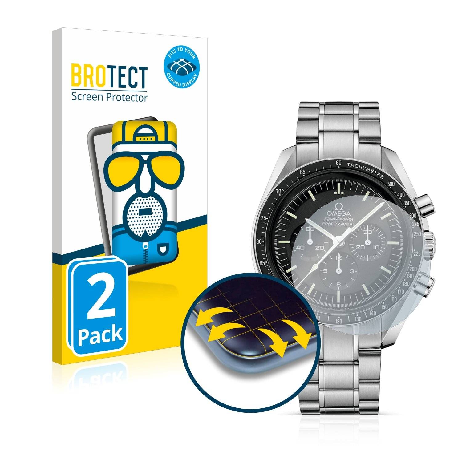2x BROTECT Flex Matte Full-Cover Displayschutzfolie für Omega Speedmaster Moonwatch