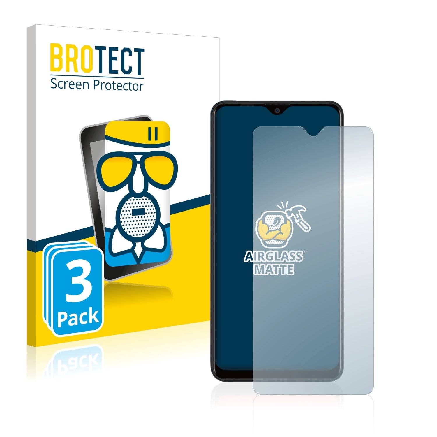 3x BROTECT AirGlass Matte Schutzglas Folie für Blackview A80