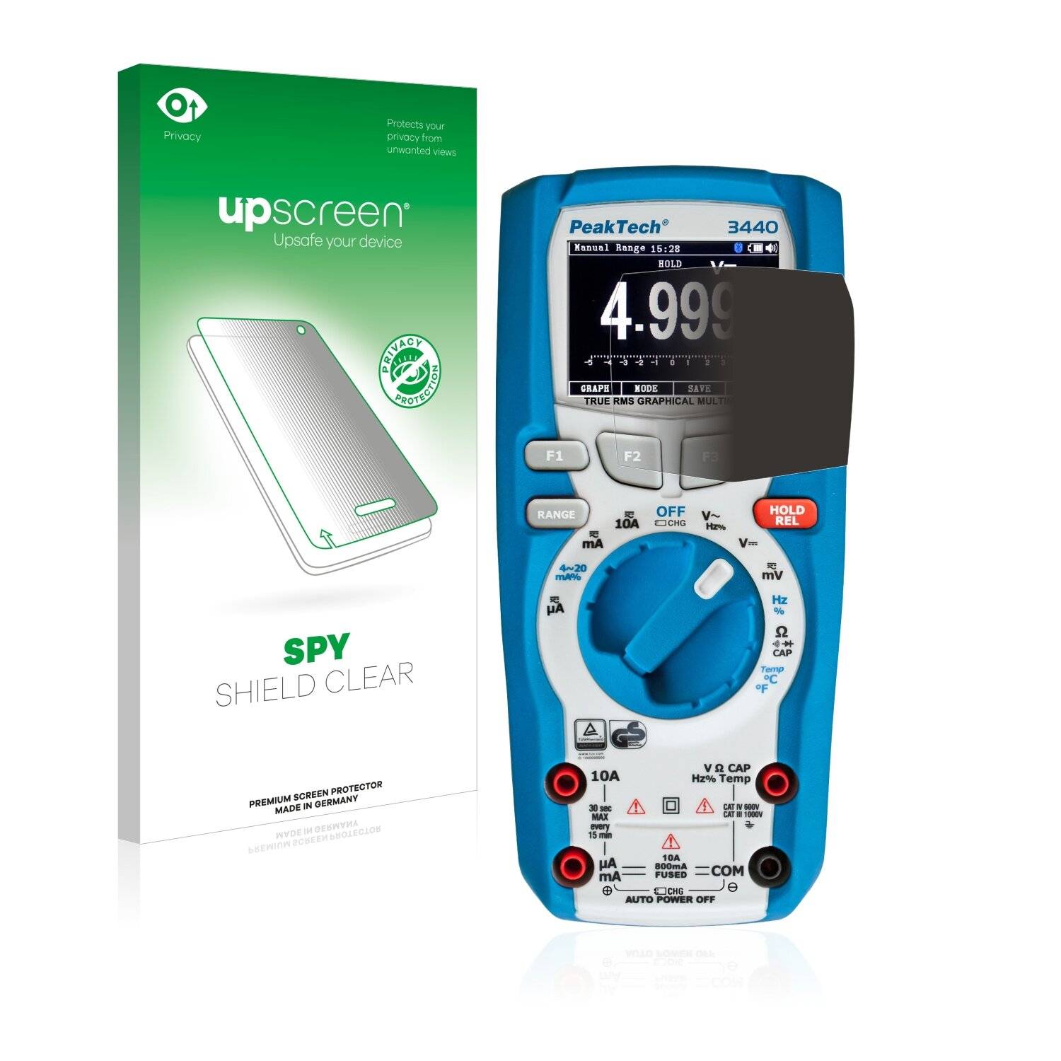 upscreen Spy Shield Clear Premium Blickschutzfolie für PeakTech