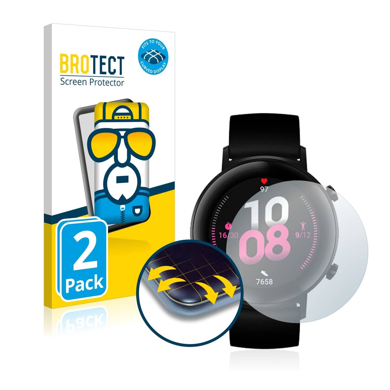 2x BROTECT Flex Full-Cover Displayschutzfolie für Huawei Watch GT 2 (42