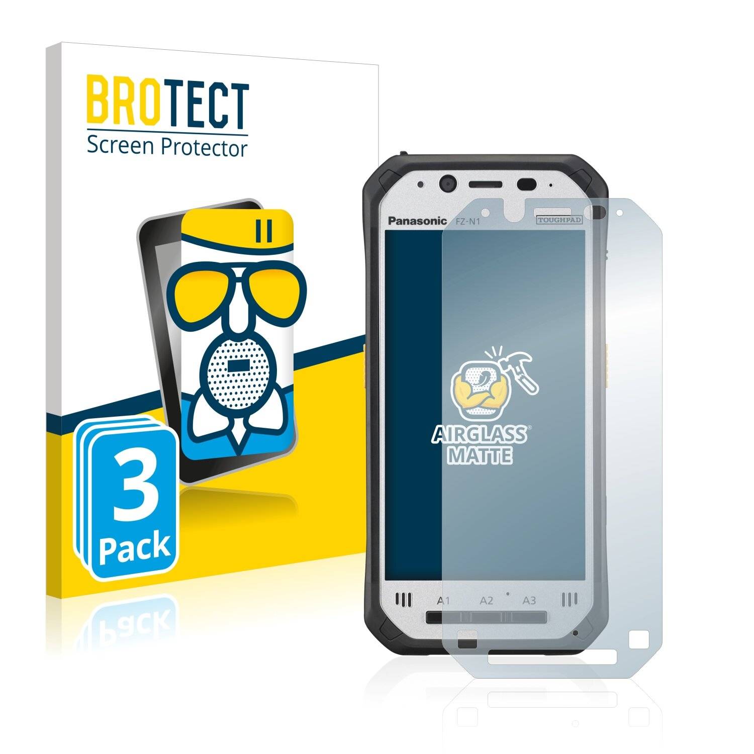 3x BROTECT AirGlass Matte Schutzglas Folie für Panasonic Toughbook
