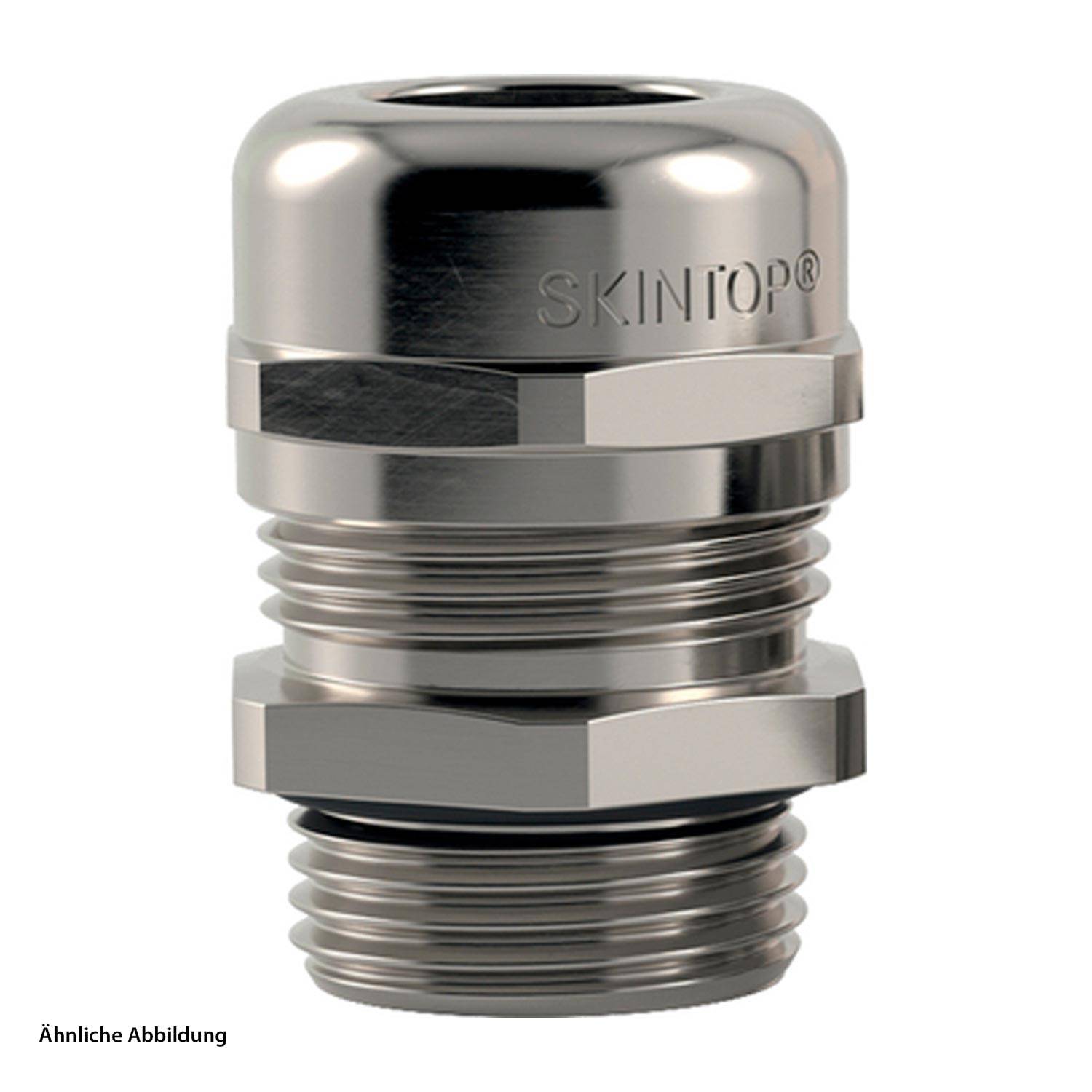 Eine metallische Kabelverschraubung mit der Bezeichnung 