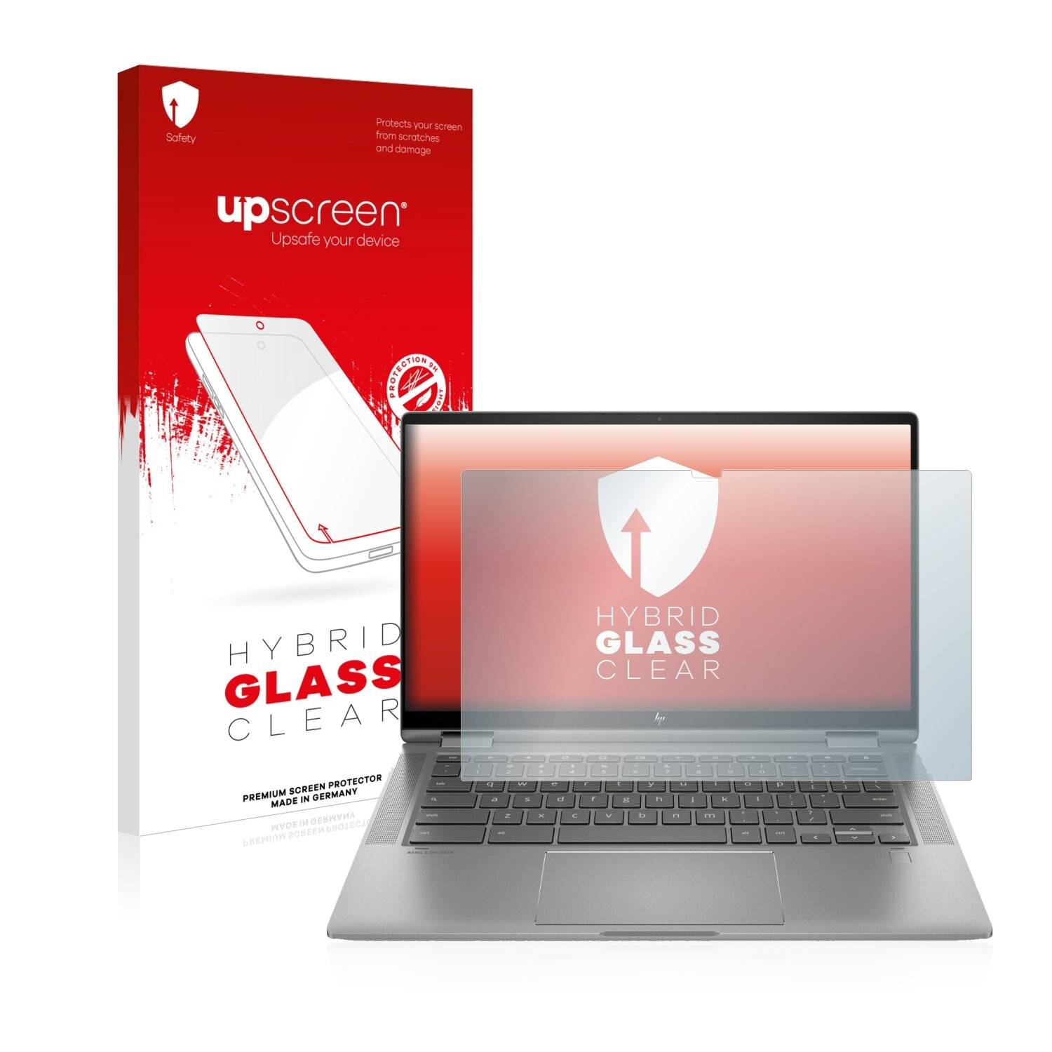 upscreen Hybrid Glass Clear Premium Schutzglas Folie für HP Chromebook x360