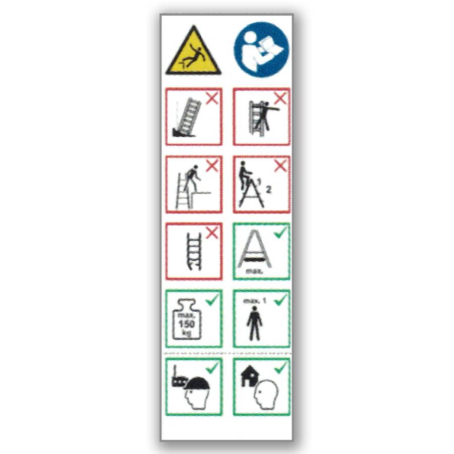 Layher Piktogrammetiketten für Stehleitern 1039, 1043, 1061, 1064 10er-Pack