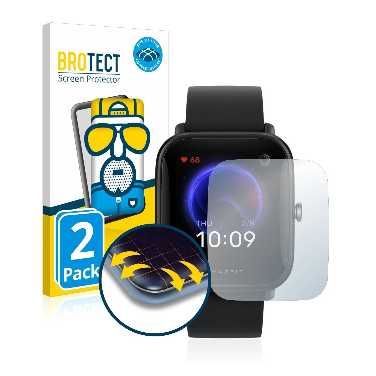 2x BROTECT Flex Matte Full-Cover Displayschutzfolie für Huami Amazfit Bip U