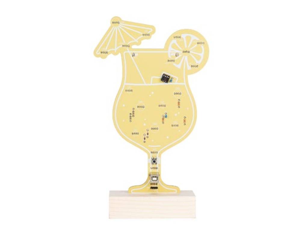 Lötbausatz, XL-Platine, Cocktail, mit Holzhalter