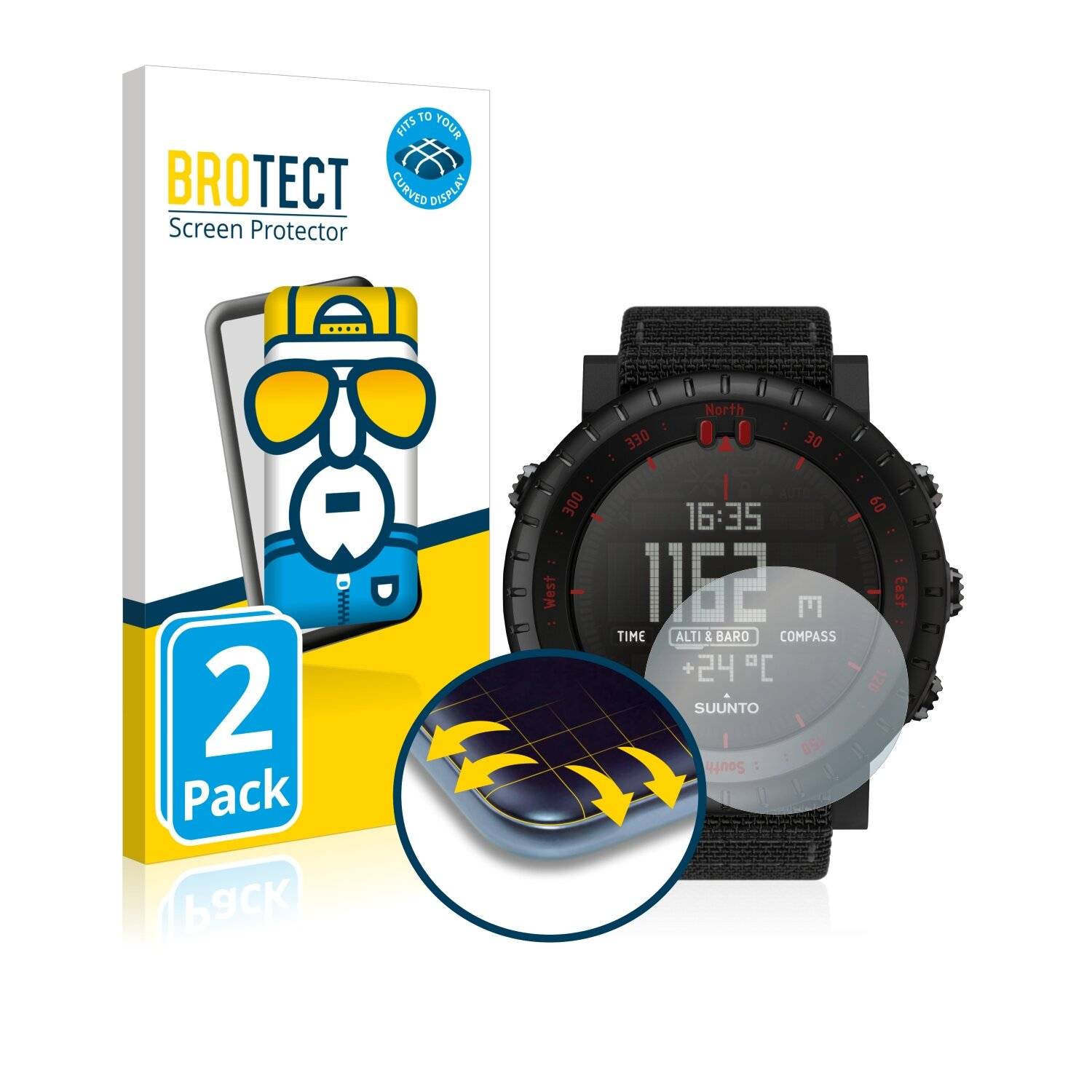 2x BROTECT Flex Full-Cover Displayschutzfolie für Suunto Core Black