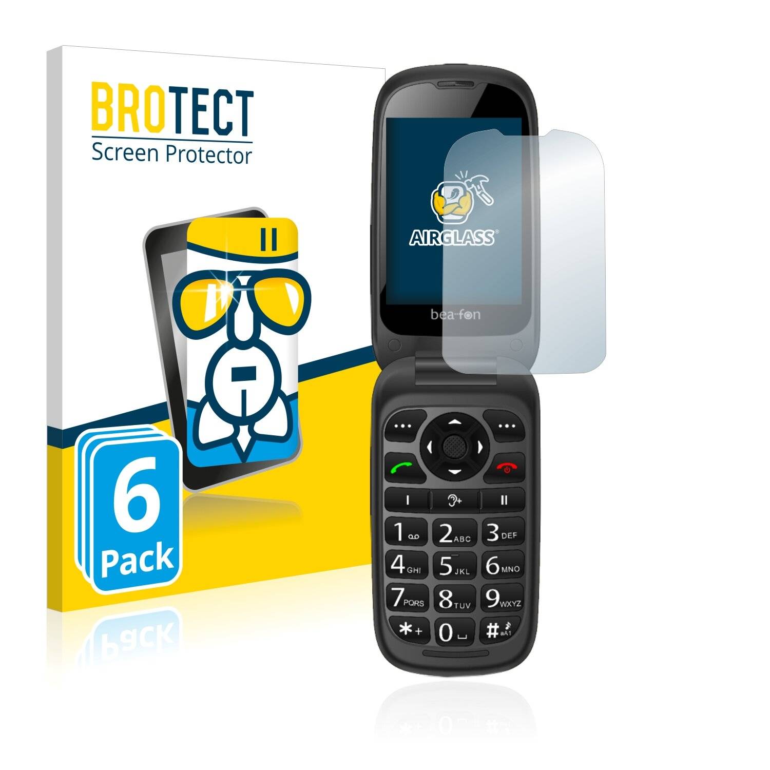 6x BROTECT AirGlass Schutzglas Folie für Beafon SL720 (Inneres