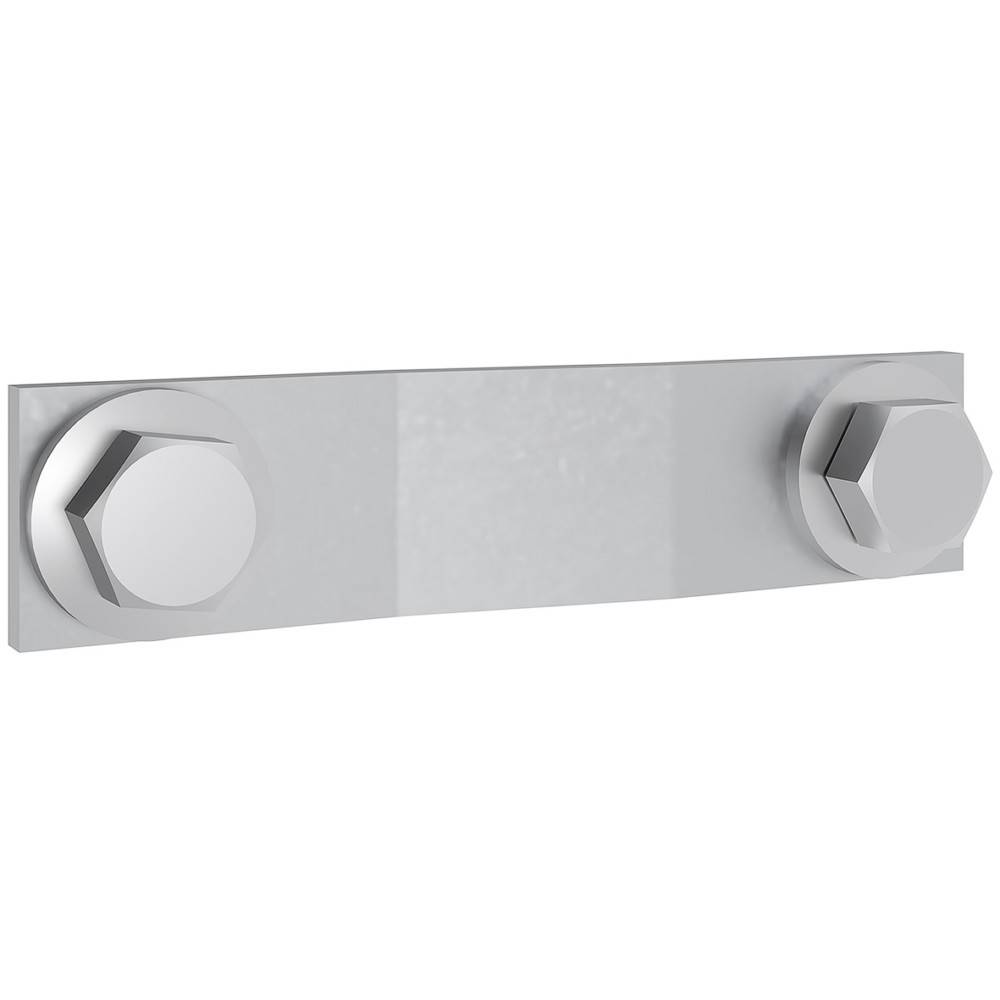 Eine Metallverbindungsplatte mit zwei Schraubenköpfen an jedem Ende, die für die Befestigung von Bauteilstrukturen in Bau- oder Ingenieurwesen entwickelt wurde.