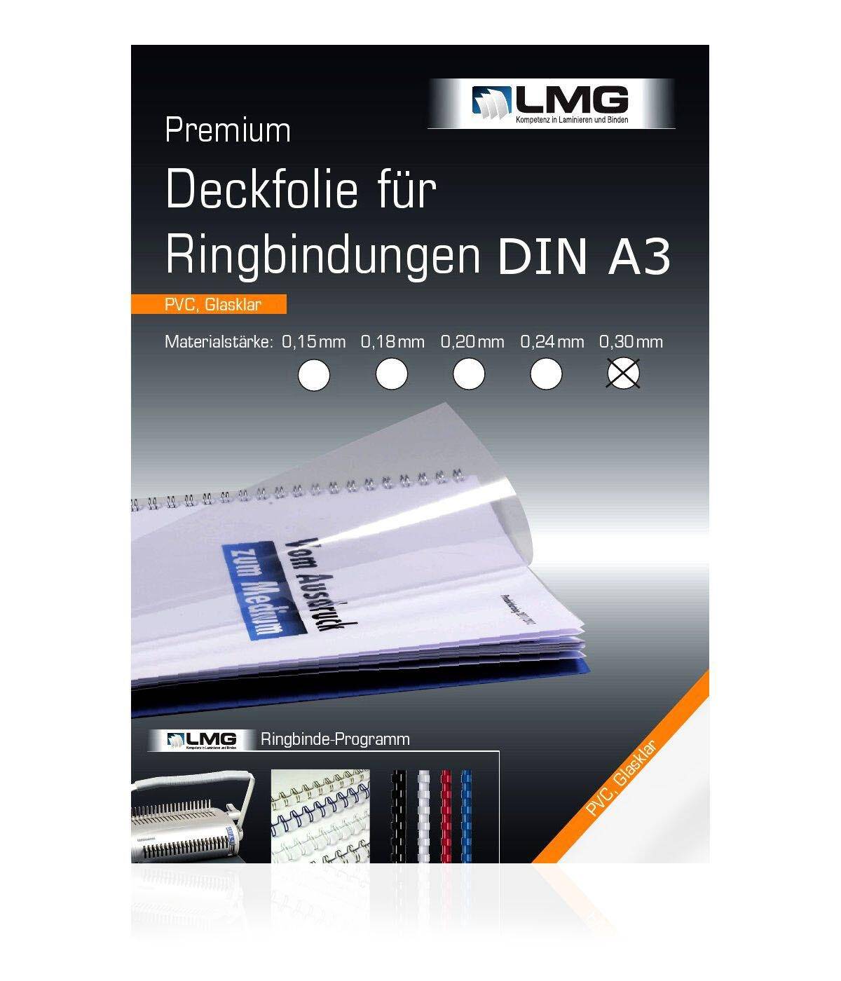 LMG Signaltechnologie 100 LMG Deckblätter für Bindemappen PREMIUM transparent