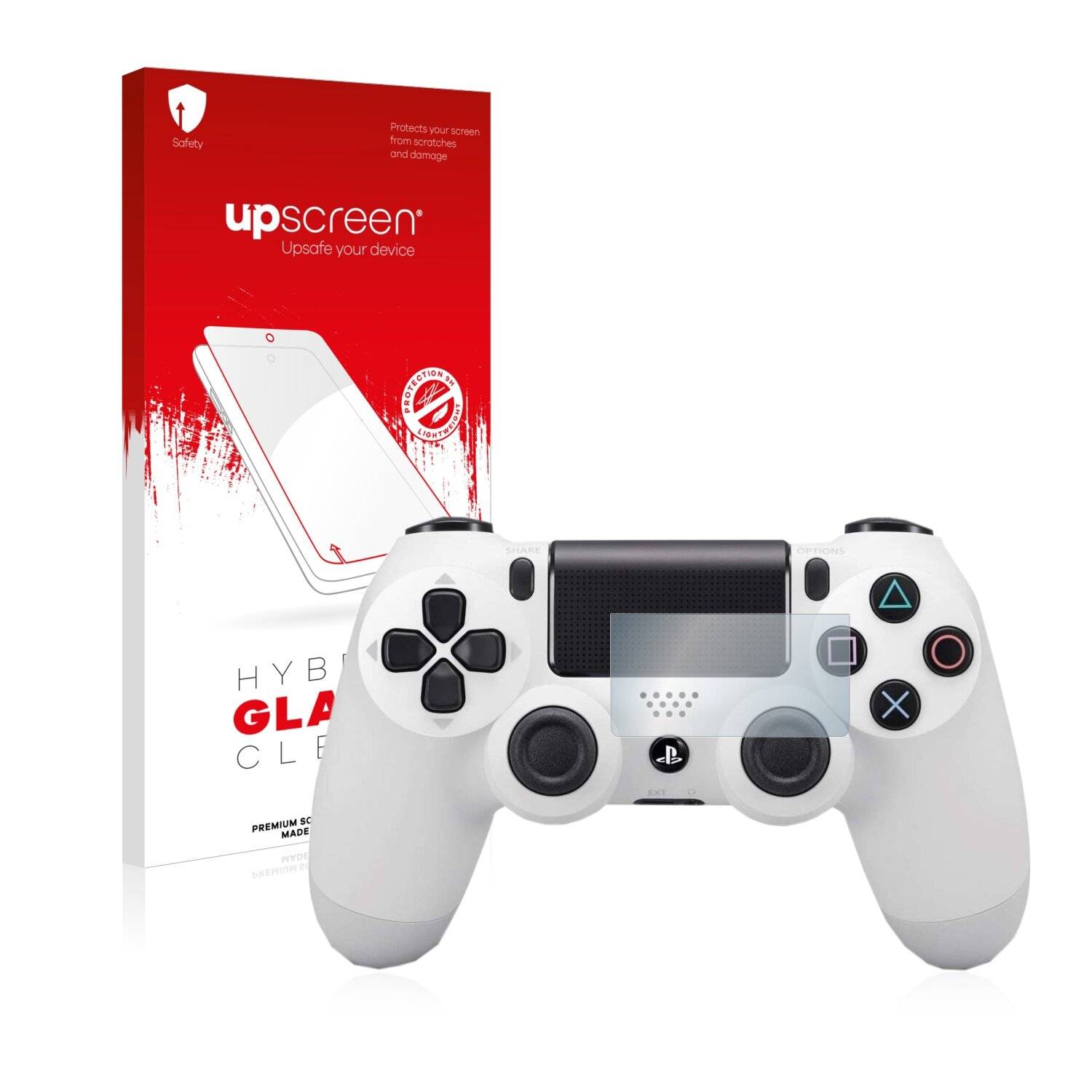 upscreen Hybrid Glass Clear Premium Schutzglas Folie für Sony Playstation 4 PS4 Dualshock