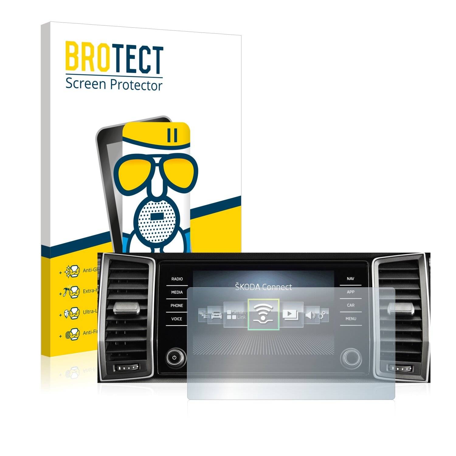 BROTECT AirGlass Matte Schutzglas Folie für Skoda Columbus Kodiaq 2020-2021 Infotainment