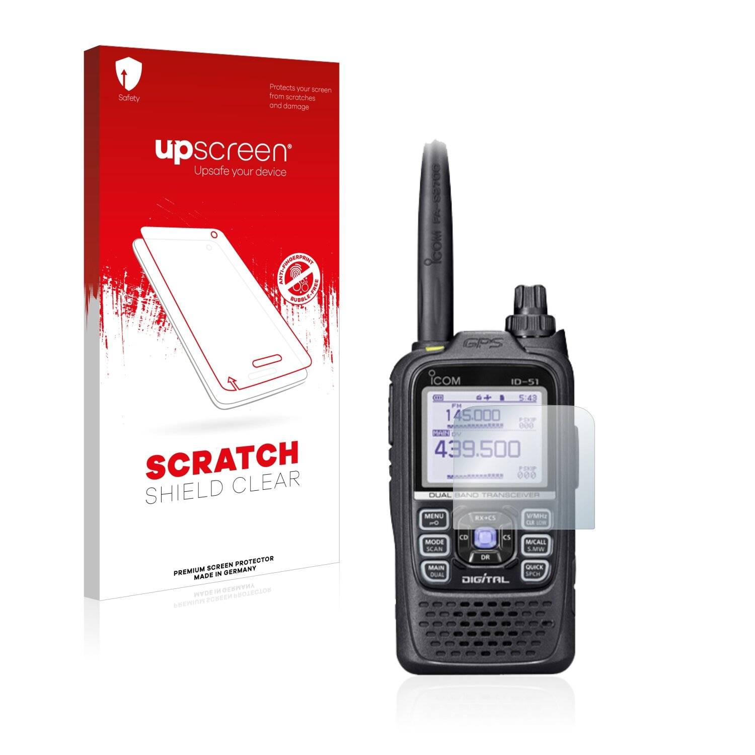 upscreen Scratch Shield Clear Premium Displayschutzfolie für Icom ID-51E Plus