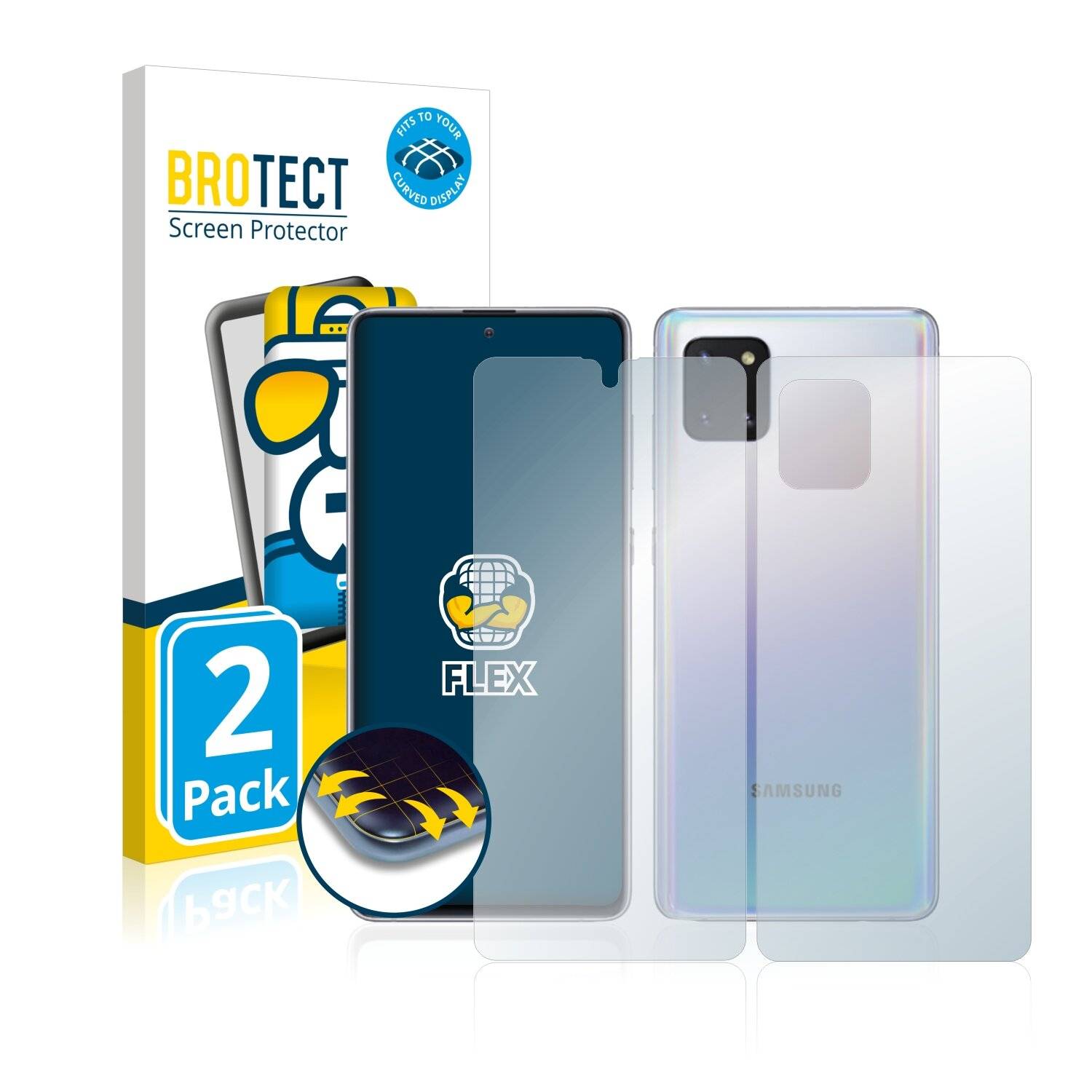 2x BROTECT Flex Full-Cover Displayschutzfolie für Samsung Galaxy Note 10 Lite (Vorder +