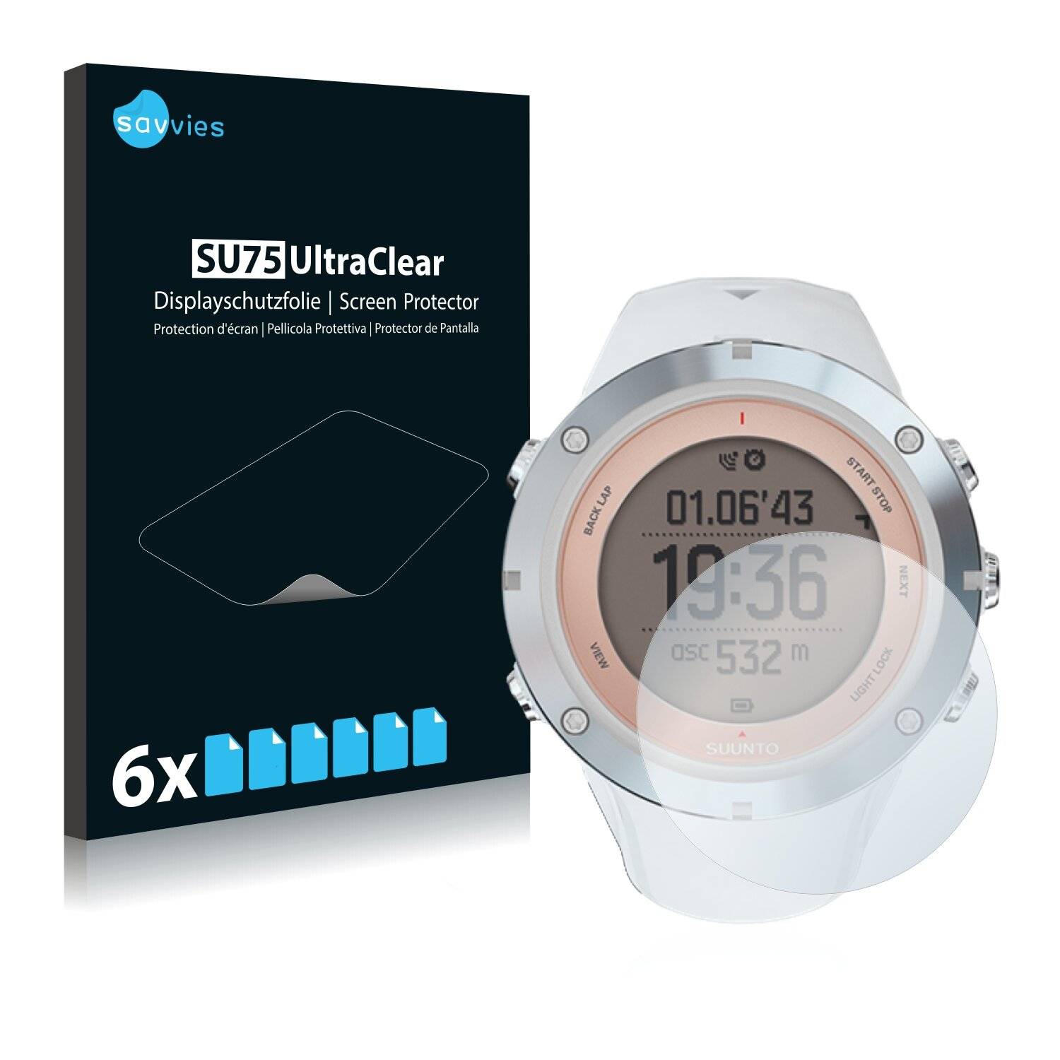 6x Savvies SU75 Displayschutzfolie für Suunto Ambit3 Sport