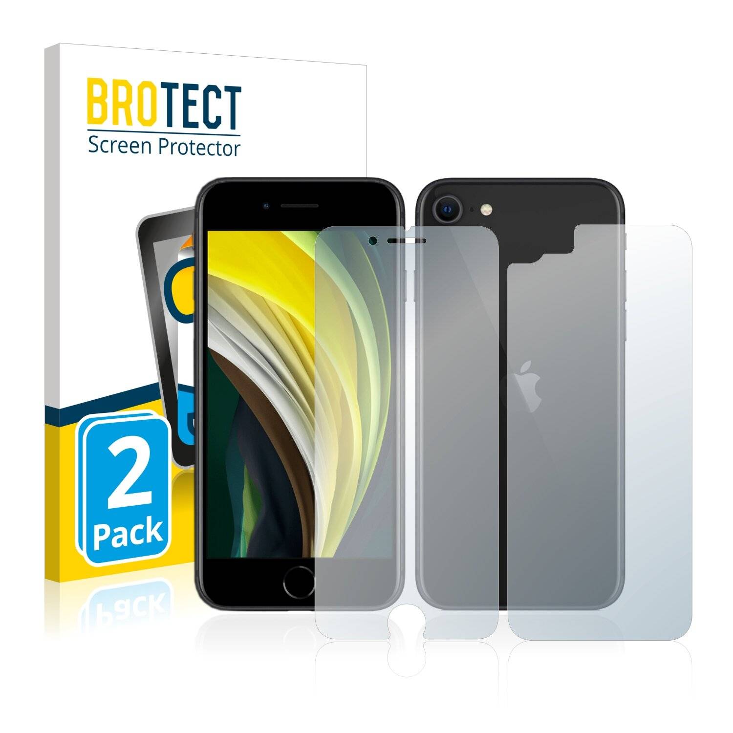2x BROTECT Matte Displayschutzfolie für Apple iPhone SE 2 2020 (Vorder + Rückseite) -