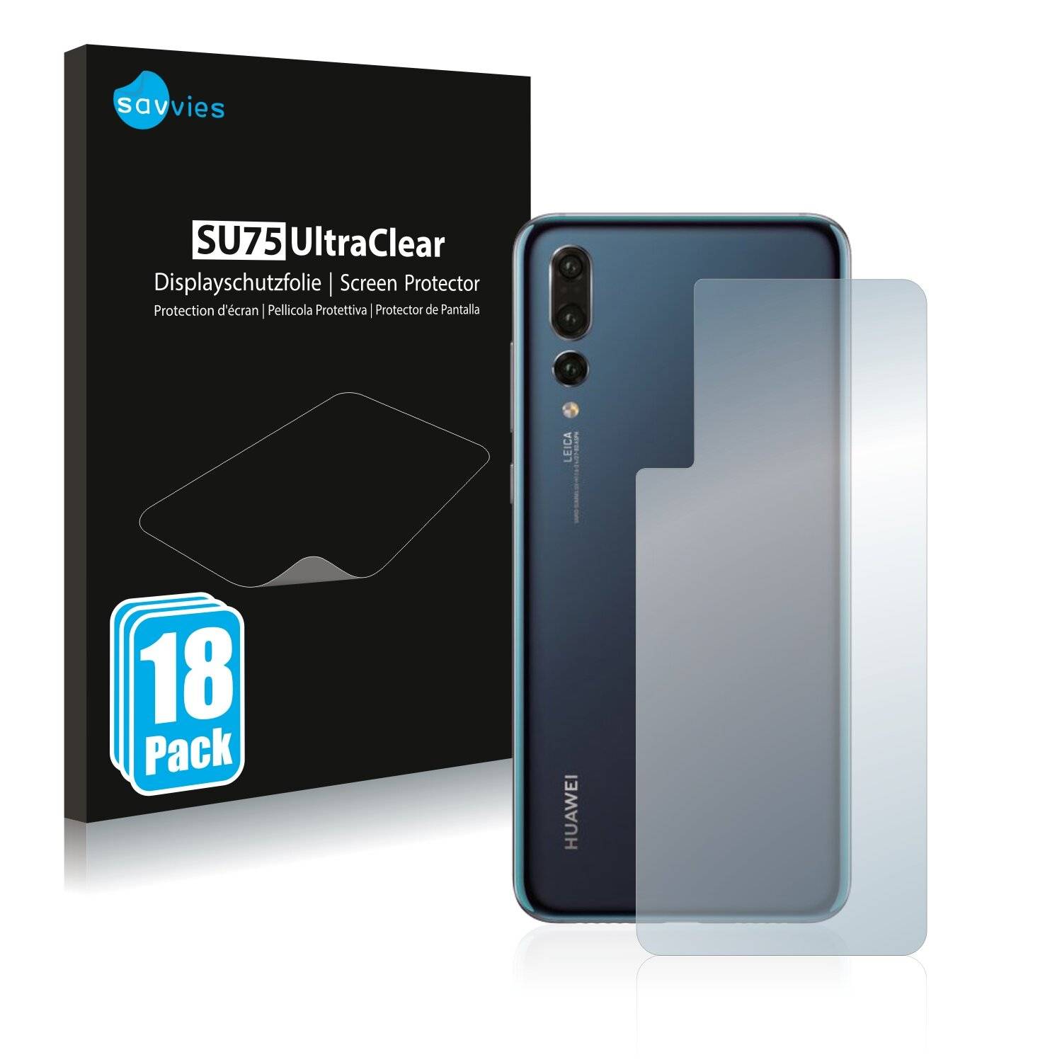 18x Savvies SU75 Displayschutzfolie für Huawei P20 Plus
