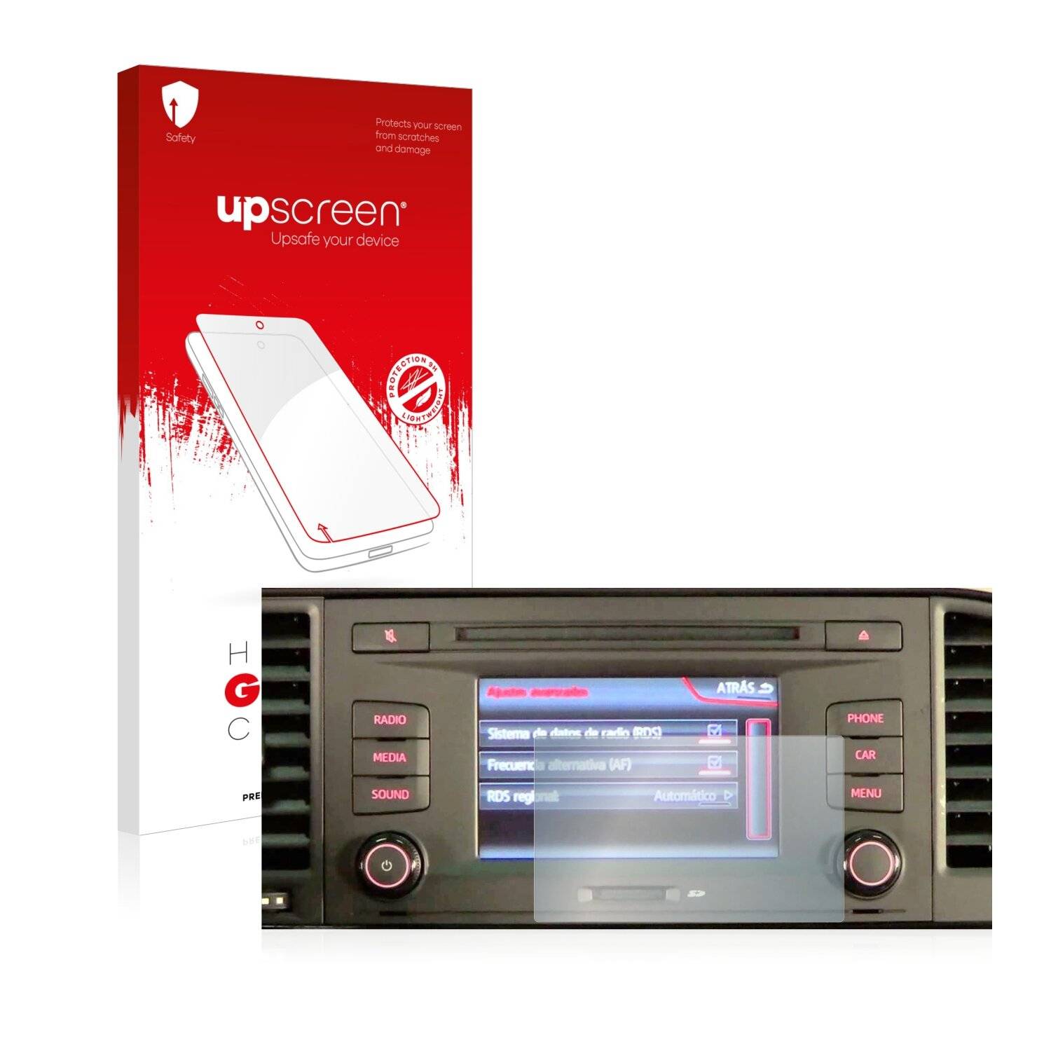 upscreen Hybrid Glass Clear Premium Schutzglas Folie für Seat Ateca 2016-2020 Media System