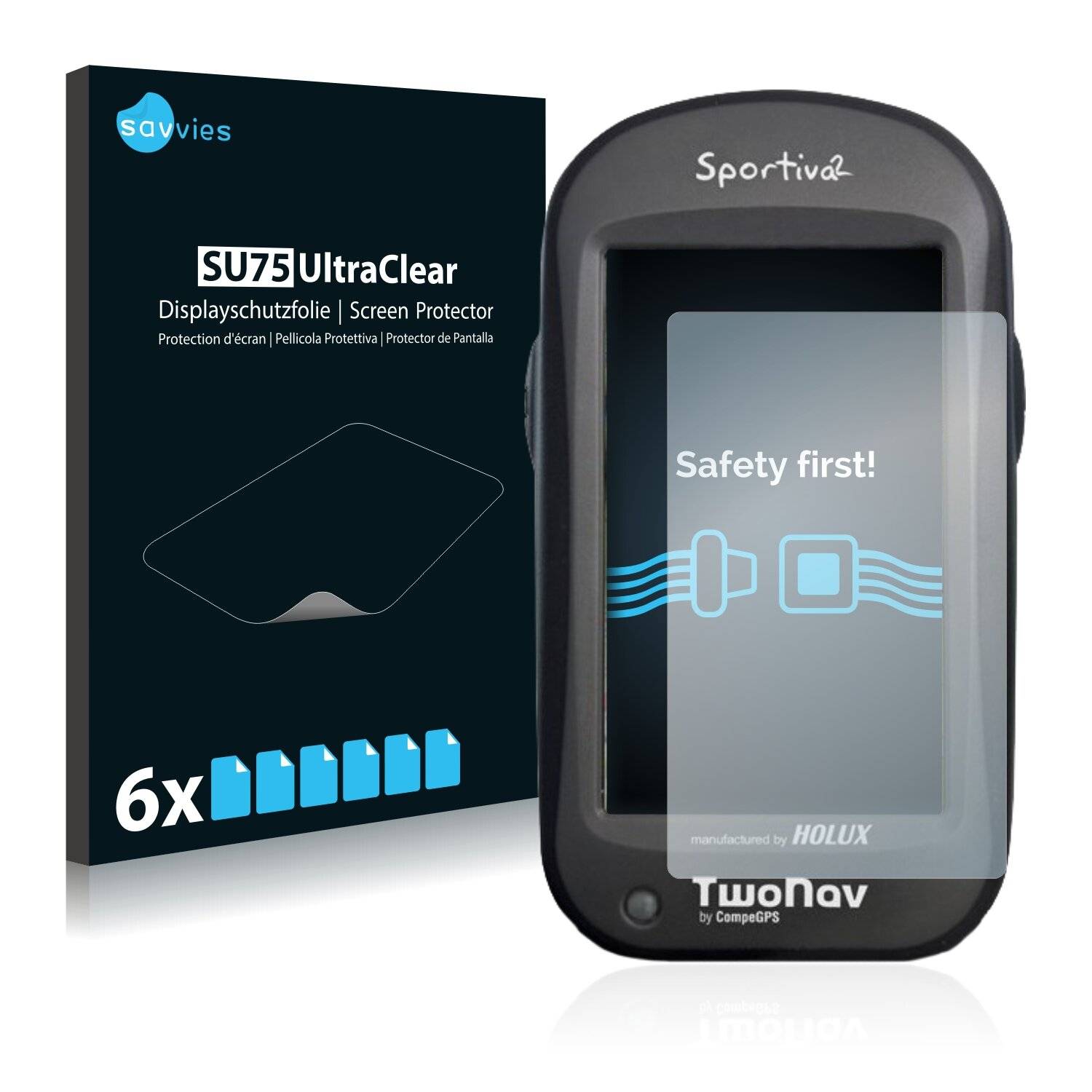 6x Savvies SU75 Displayschutzfolie für CompeGPS TwoNav