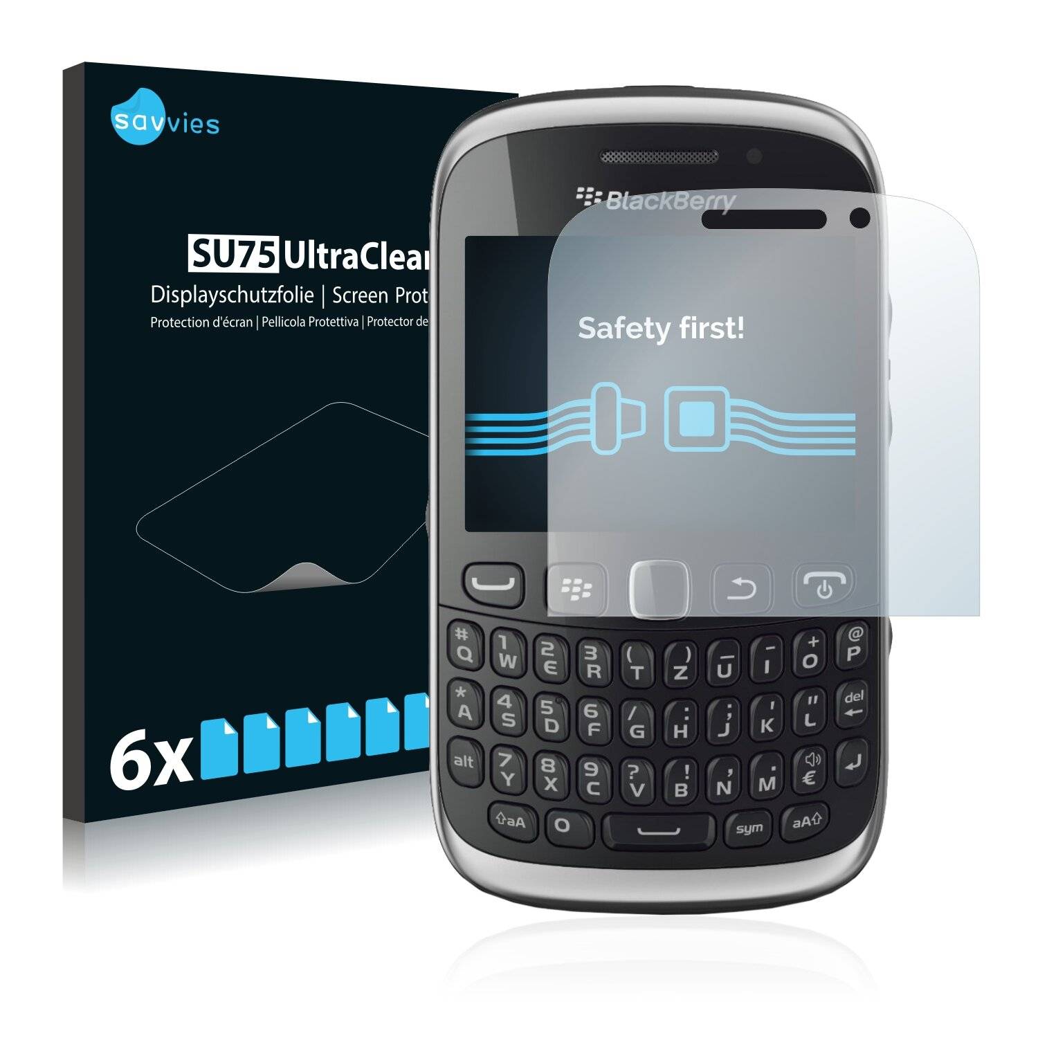 6x Savvies SU75 Displayschutzfolie für RIM BlackBerry Curve