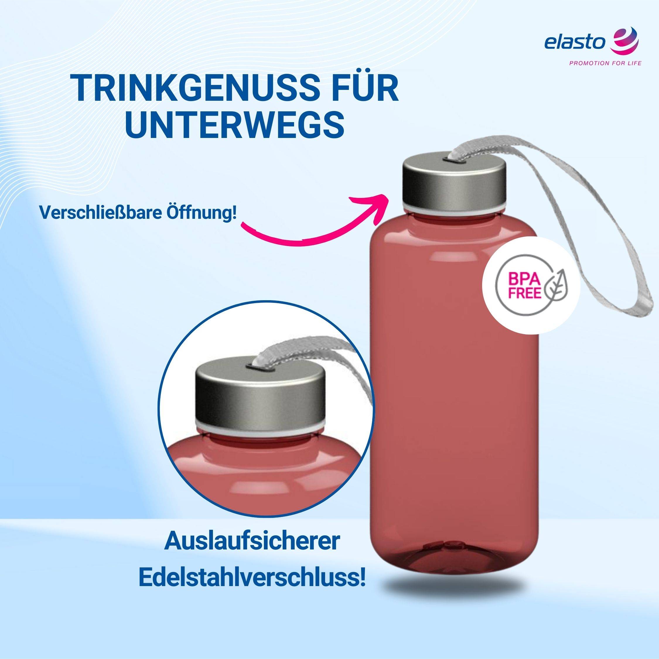 0,7 L Wasserflasche "Pure" Tritanflasche mit Trägerband