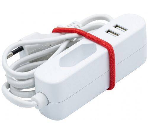 Netzverlängerungskabel + 2 USB Anschlüsse, Eurostecker an Eurobuchse, weiß, 1,5 m
