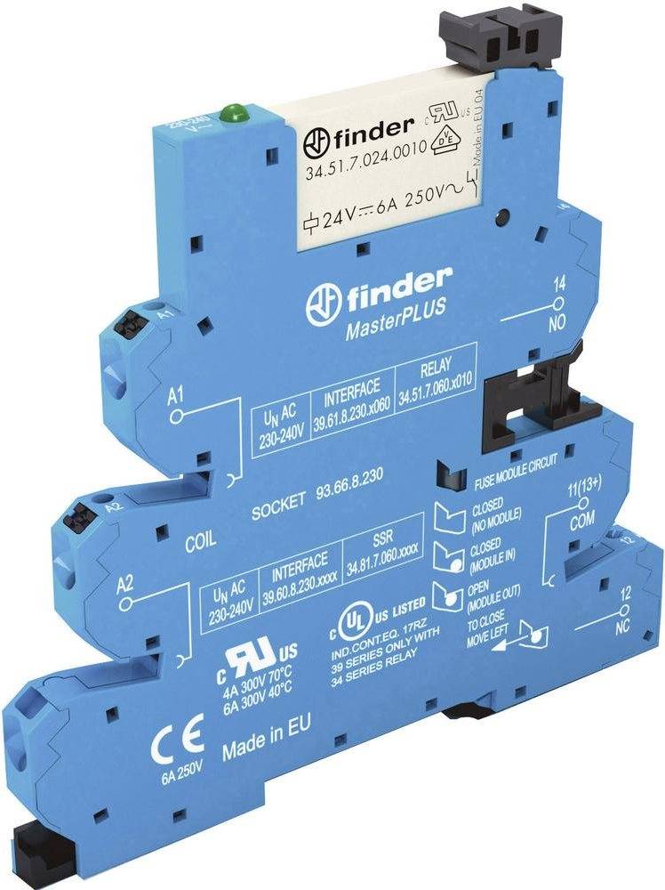 Finder Koppelrelais 39.61, Push-In-Klemmen 1 St