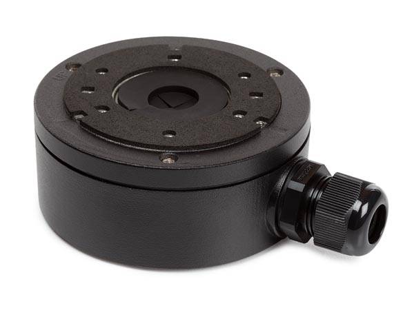 Schwarzes Kabelverschraubungsgehäuse mit mehreren Öffnungen auf der Oberseite, das zum Sichern und Schützen elektronischer Komponenten und Verdrahtungsverbindungen verwendet wird.