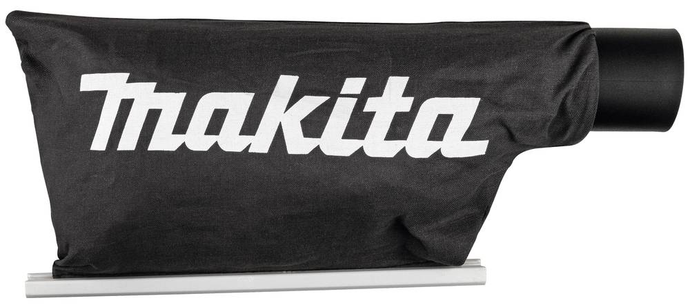Makita Staubsack an einem Elektrowerkzeug befestigt, schwarz mit weißem 