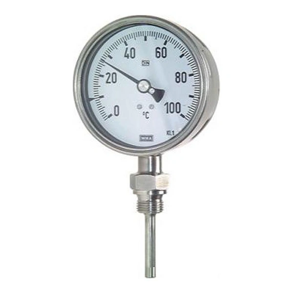 Bimetallthermometer Klasse 1,0 - Anzeigebereich 0°C bis +60°C - Meßbereich +10°C bis +50°C - Tauchschaftlänge 160 mm - Skalenteilung 1°C
 Bimetallthermometer Klasse 1,0 - Anzeigebereich 0°C bis +60°C - Meßbereich +10°C bis +50°C - Tauchschaftlänge 160 mm - Skalenteilung 1°C