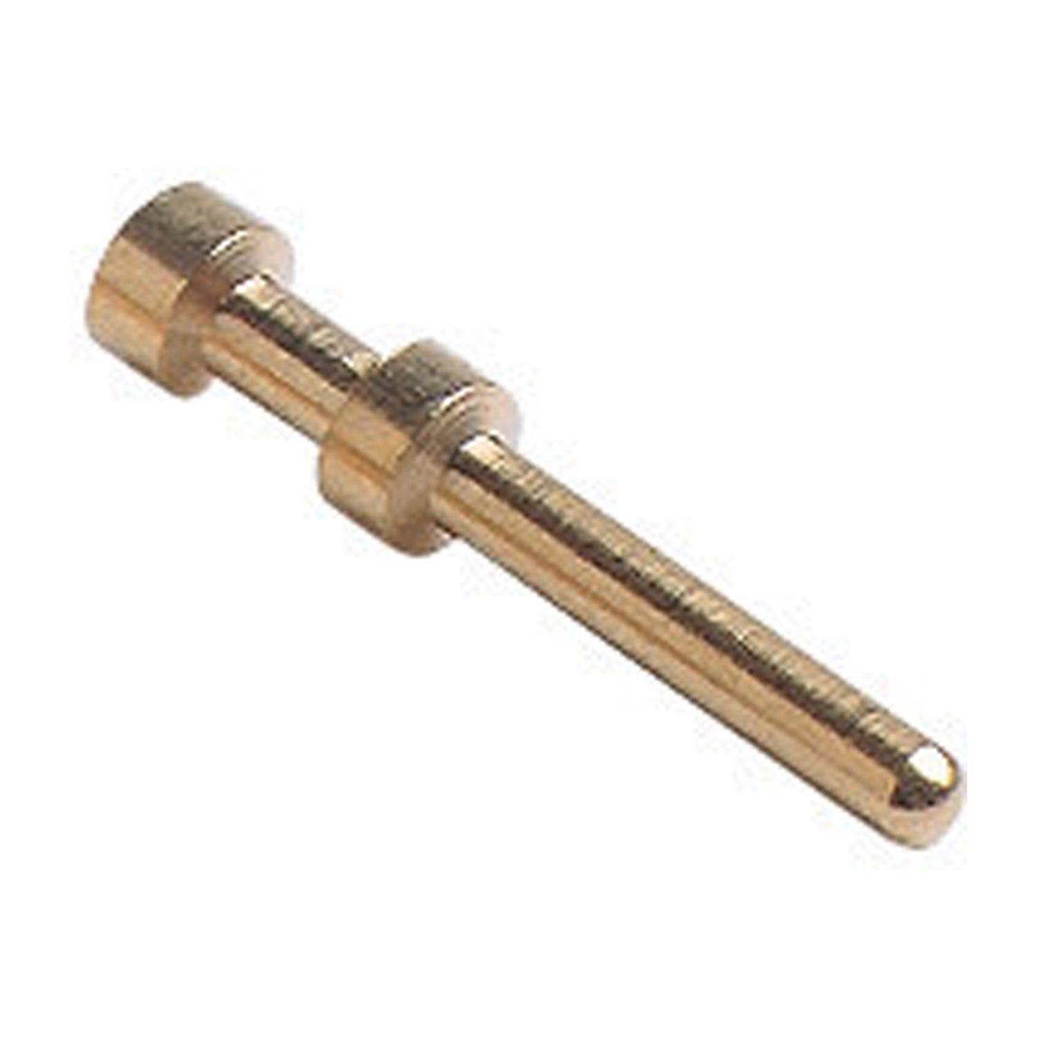 Ein goldfarben beschichteter Metallstift mit rundem Kopf und geradem Schaft, typischerweise verwendet in mechanischen oder elektrischen Komponenten.