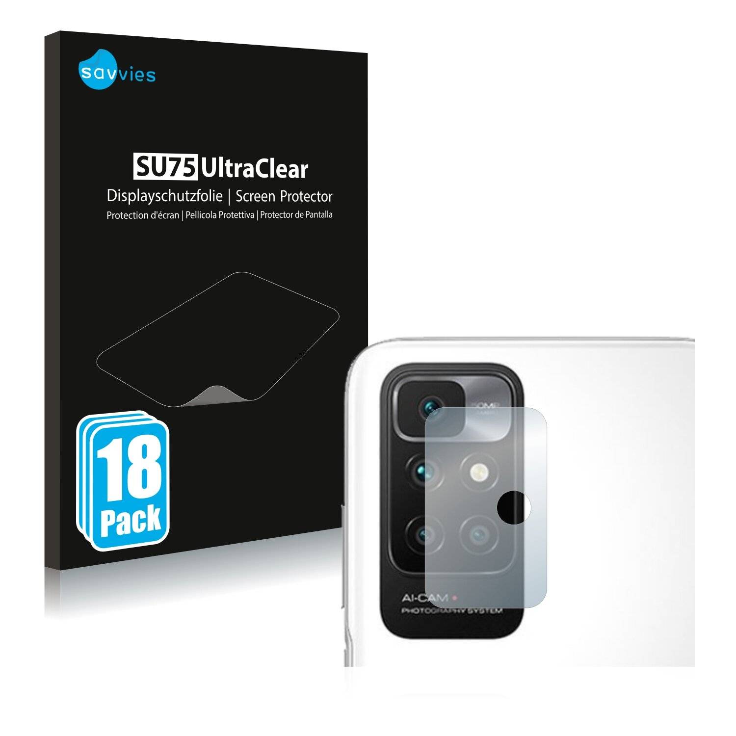 18x Savvies SU75 Displayschutzfolie für Xiaomi Redmi 10 (NUR