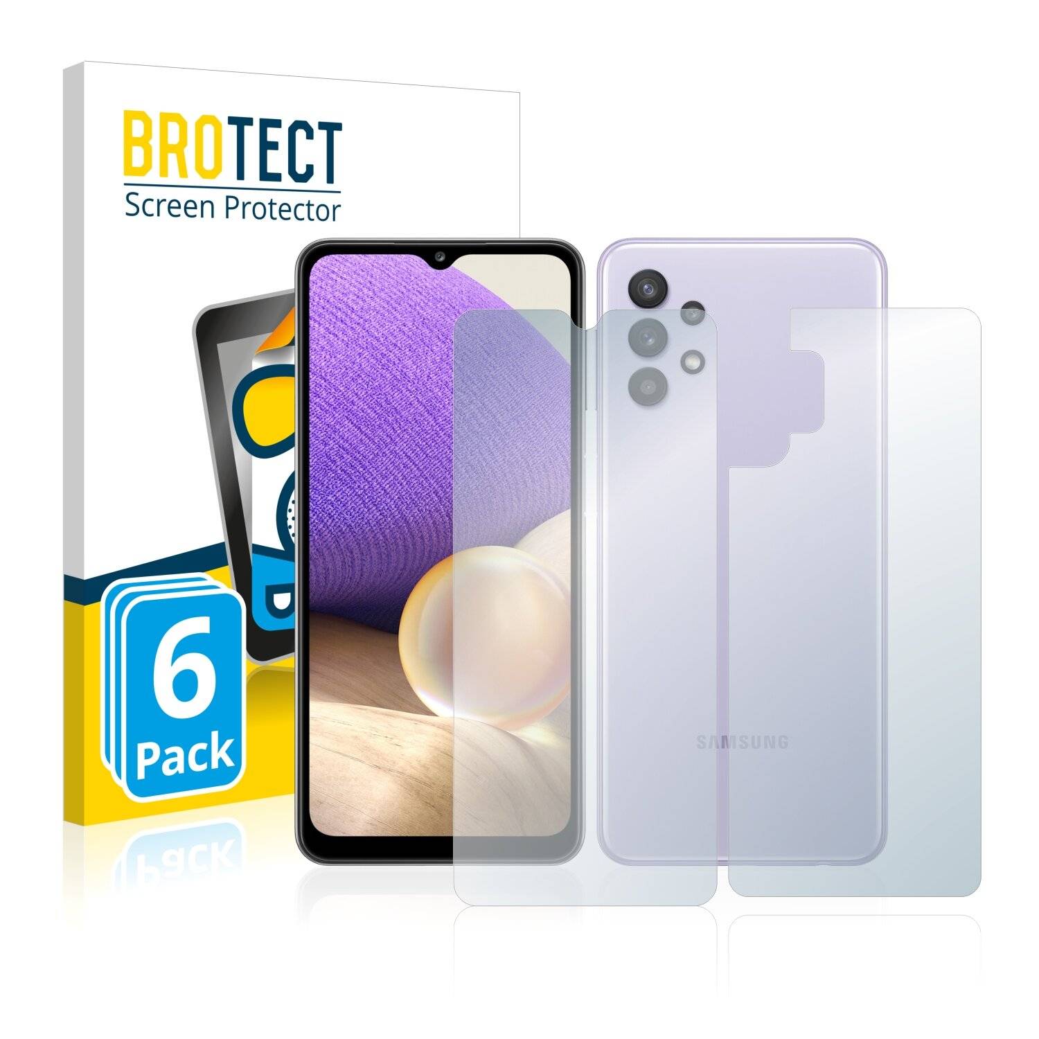 6x BROTECT Matte Displayschutzfolie für Samsung Galaxy A32 (Vorder + Rückseite) -