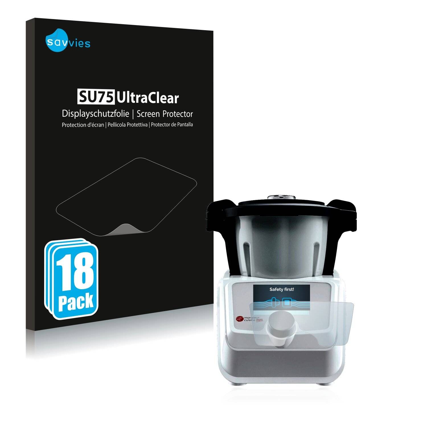 18x Savvies SU75 Displayschutzfolie für SilverCrest Mini Monsieur Cuisine