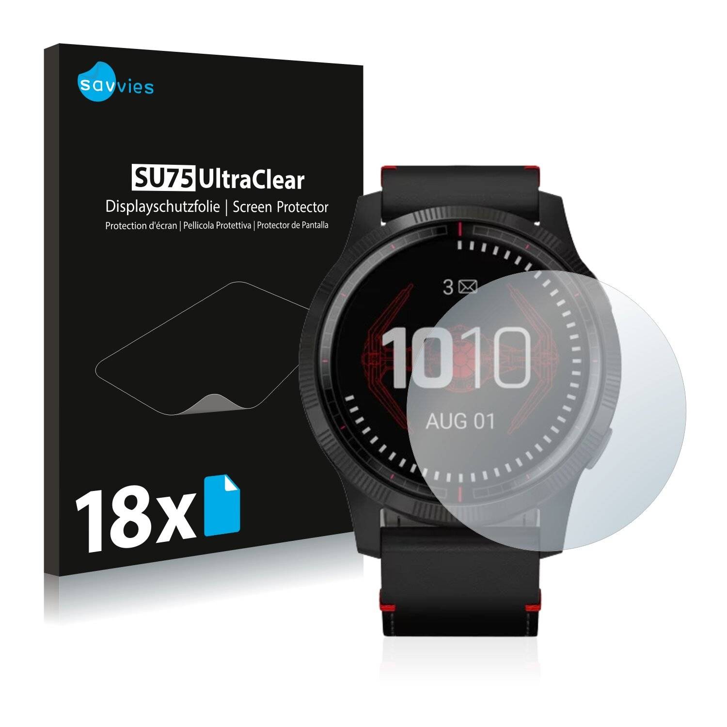 18x Savvies SU75 Displayschutzfolie für Garmin Legacy Saga Darth Vader (45
