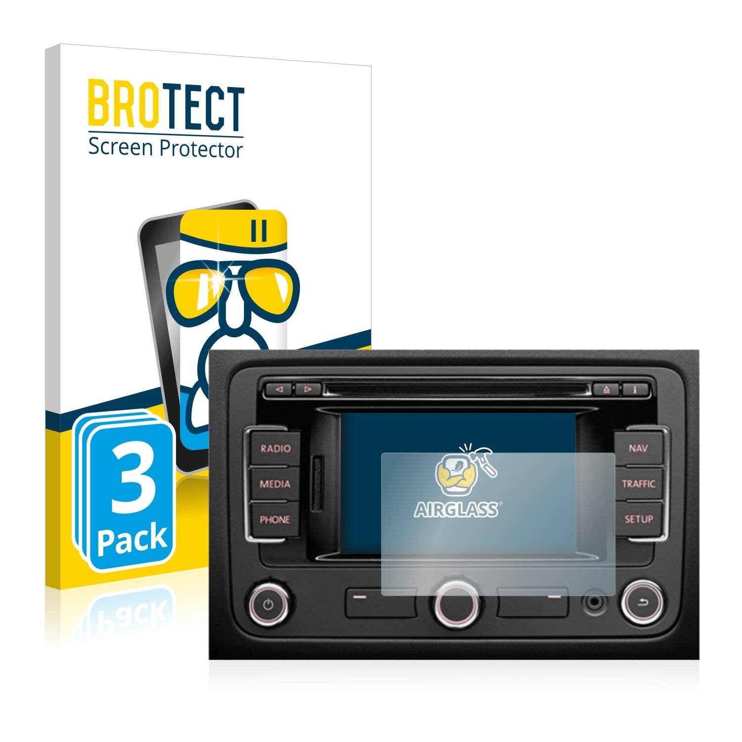 3x BROTECT AirGlass Schutzglas Folie für Volkswagen Amarok 2H 2010-2017 RNS 315