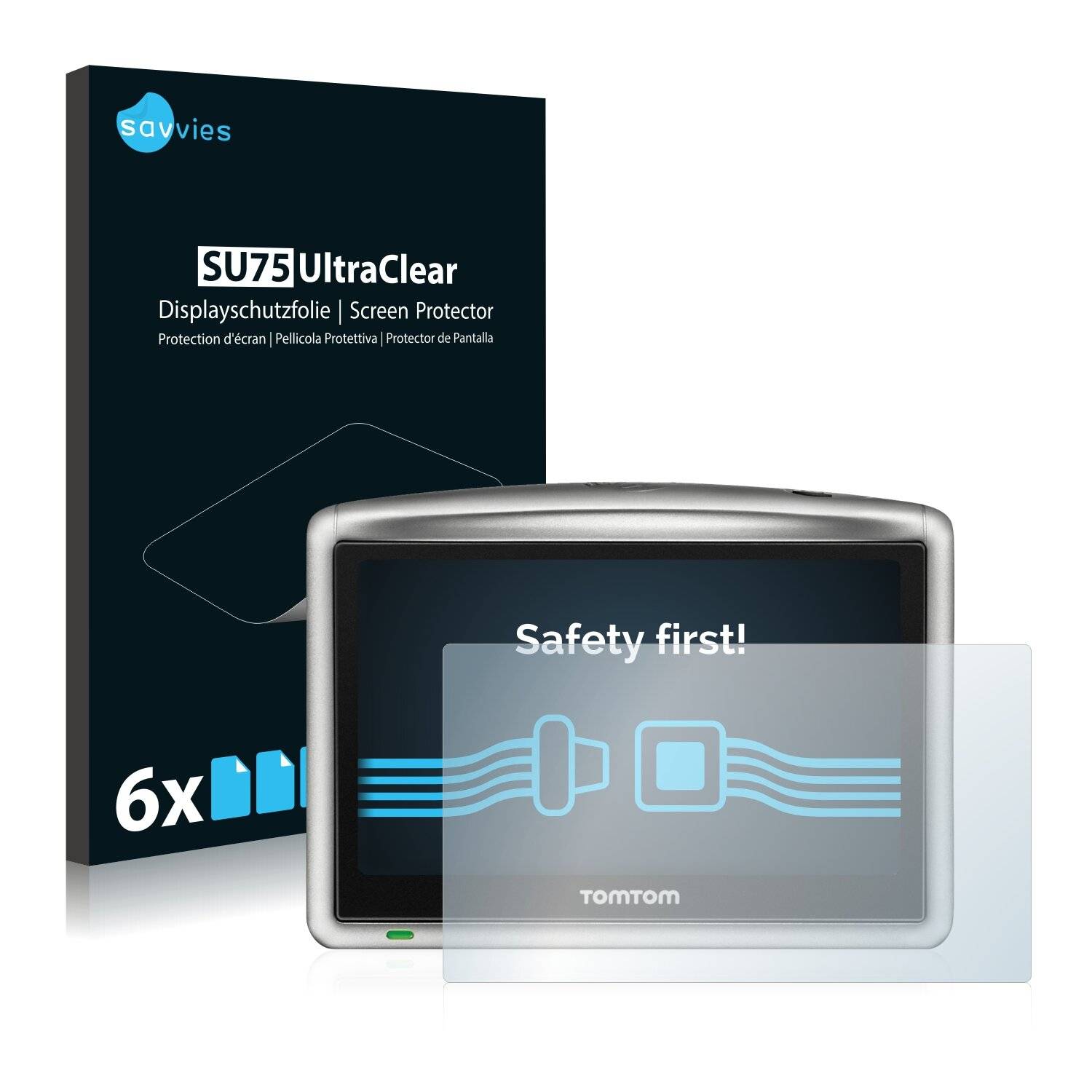 6x Savvies SU75 Displayschutzfolie für TomTom ONE