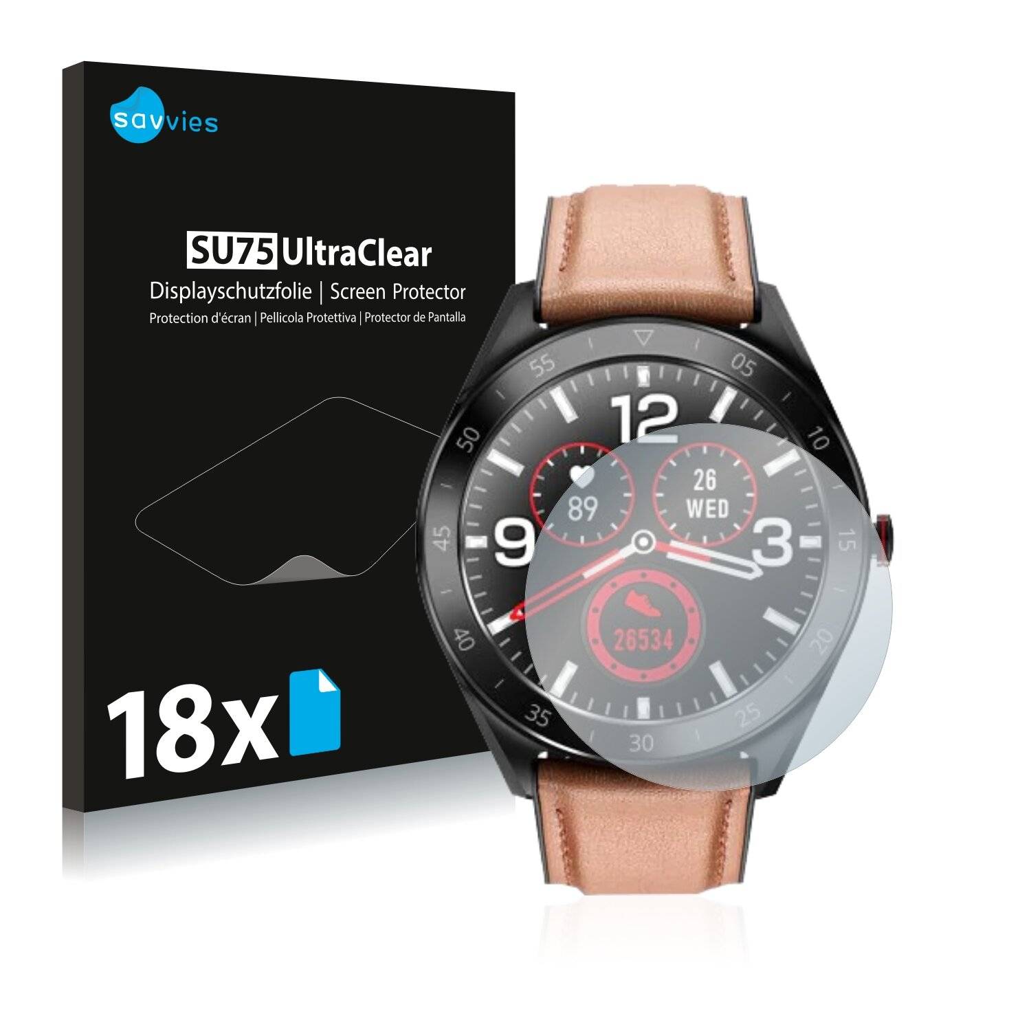 18x Savvies SU75 Displayschutzfolie für Alfawise Watch
