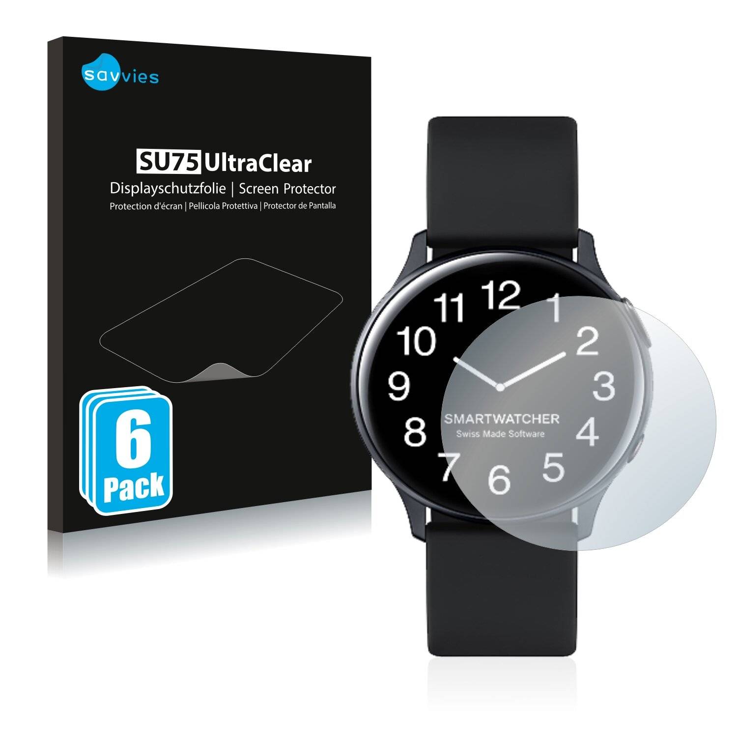 6x Savvies SU75 Displayschutzfolie für SmartWatcher