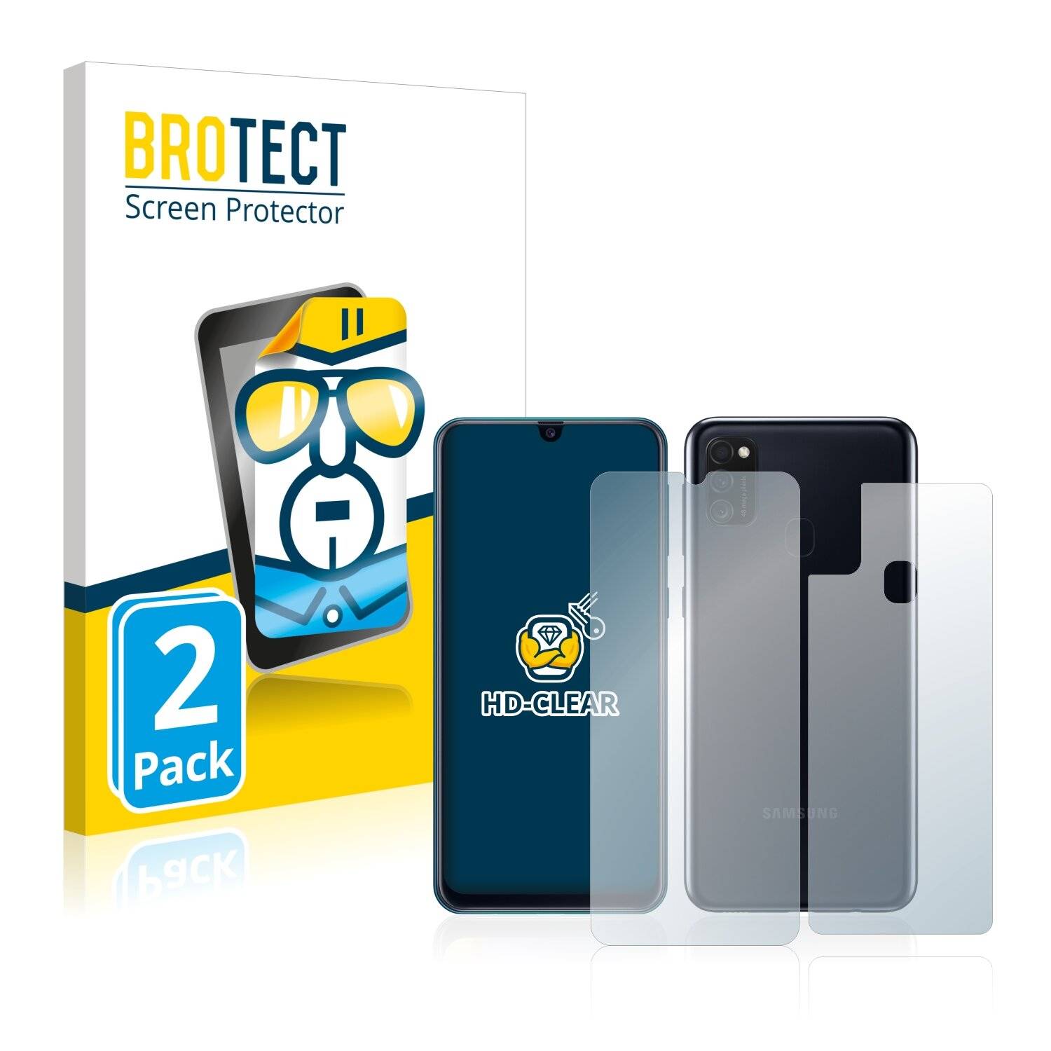 2x BROTECT HD-Clear Displayschutzfolie für Samsung Galaxy M21 2021 (Vorder +